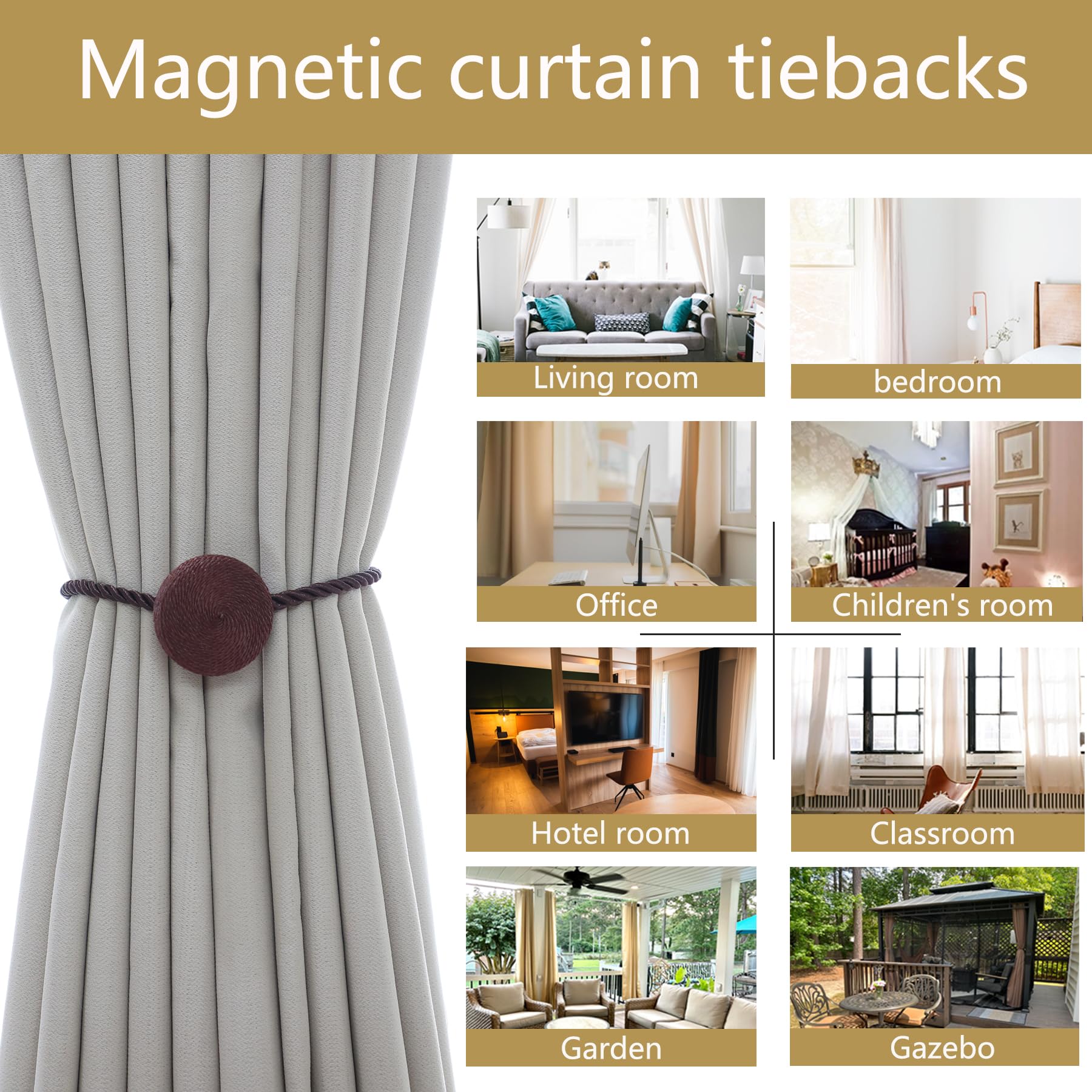 Magnetic Curtain Tiebacks (4 Count)