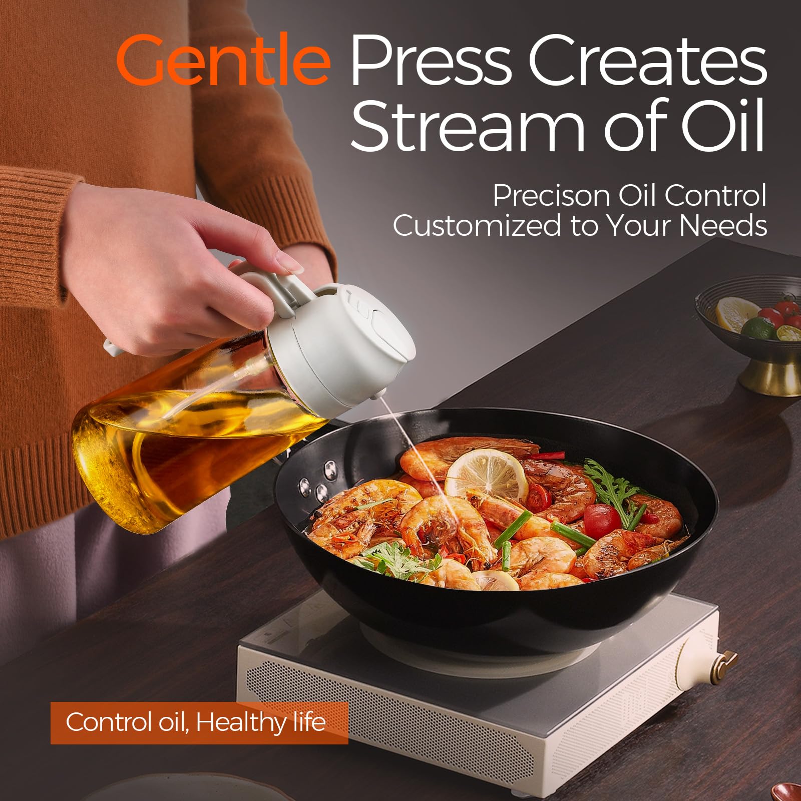 2Pcs 16oz 470ml 2 in 1 Oil Sprayer for Cooking with Stickers