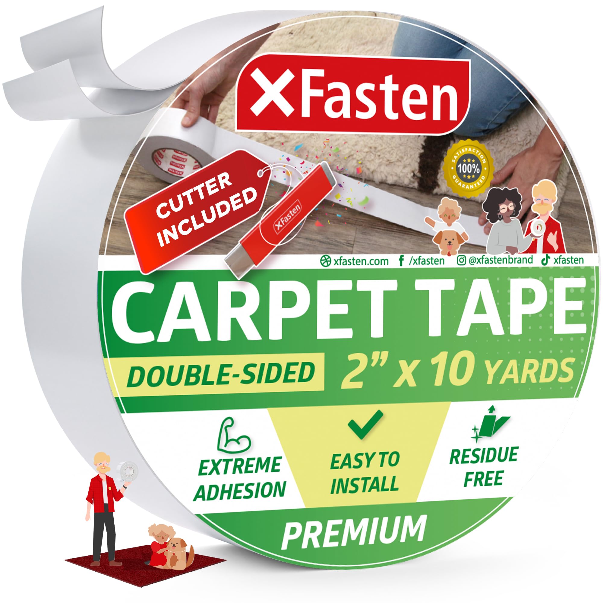 Double Sided Carpet Tape for Area Rugs (30 Foot)