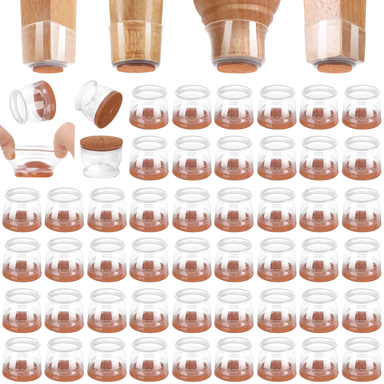 48 Pack Chair Leg Floor Protectors for Hardwood Floors (48 Count)