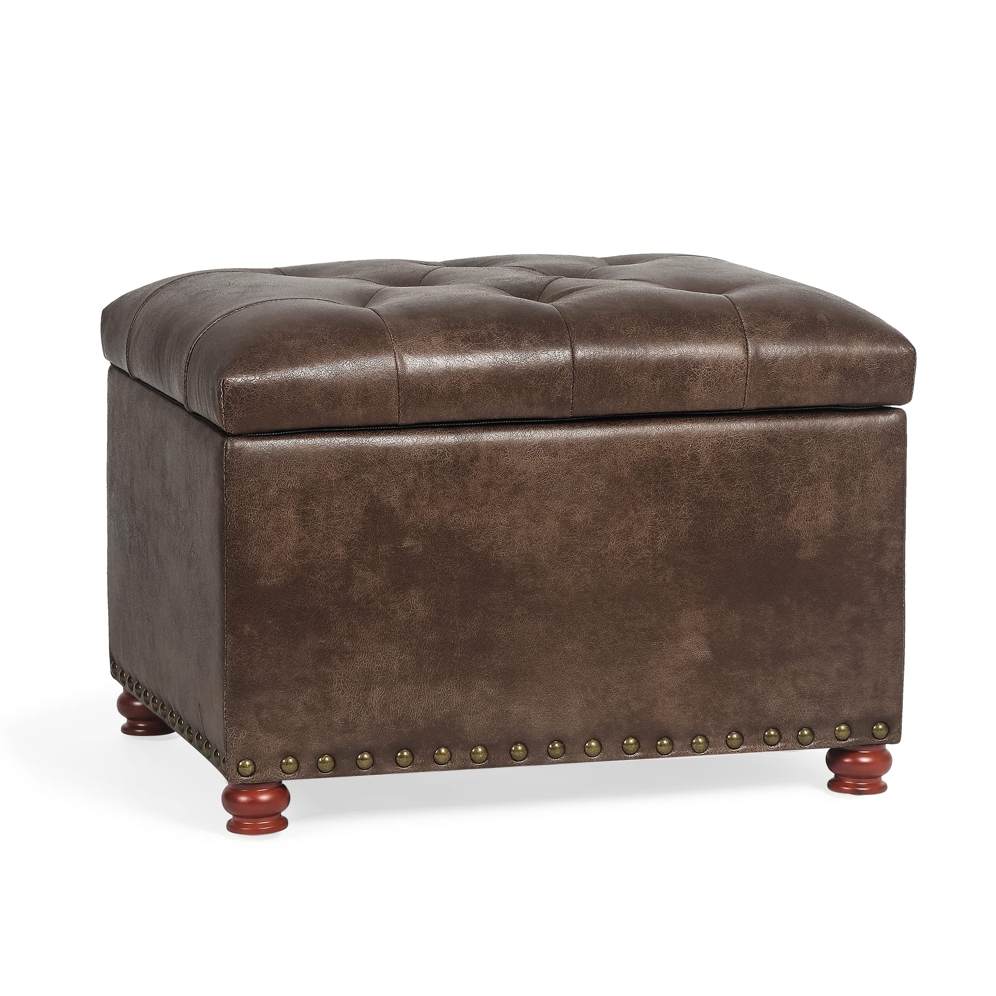 Leather Ottoman with Storage