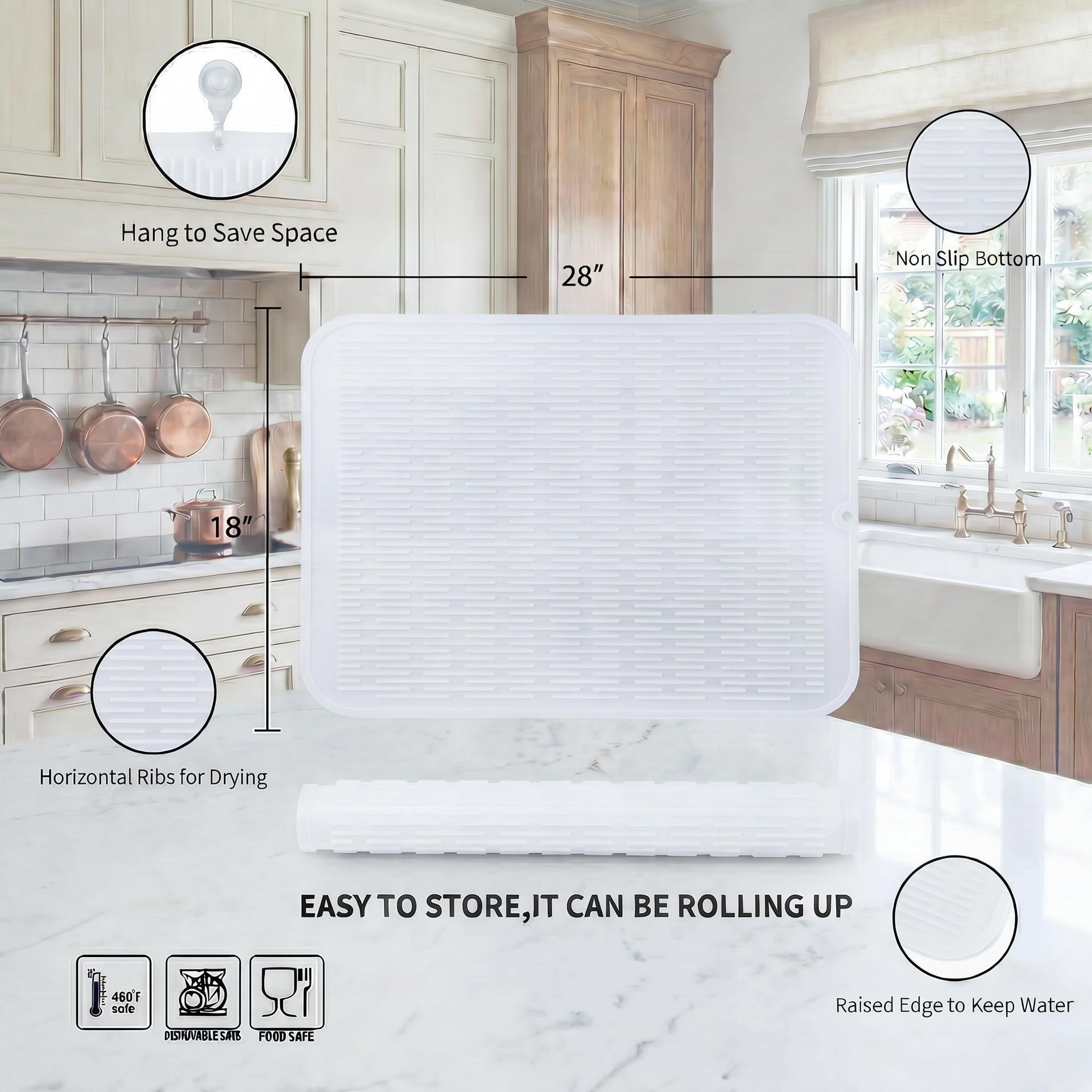 Silicone Dish Drying Mat for Multiple Usage