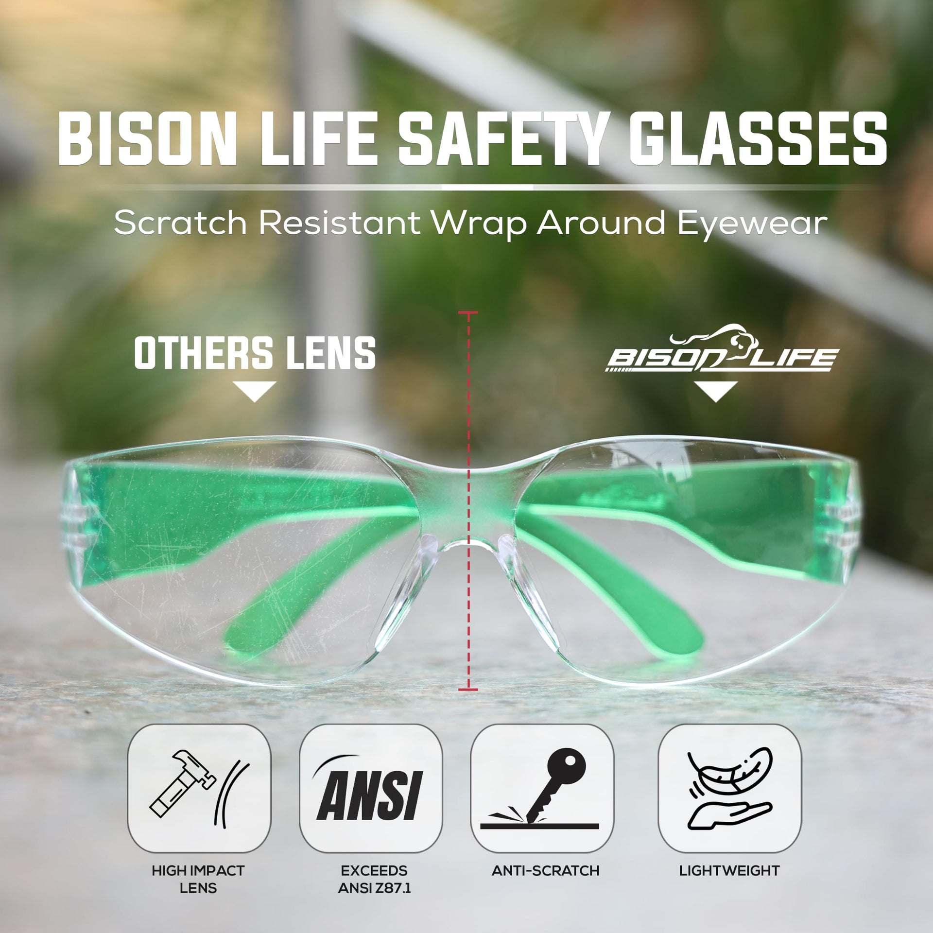 Clear Lens Green Safety Glasses (144 Count)