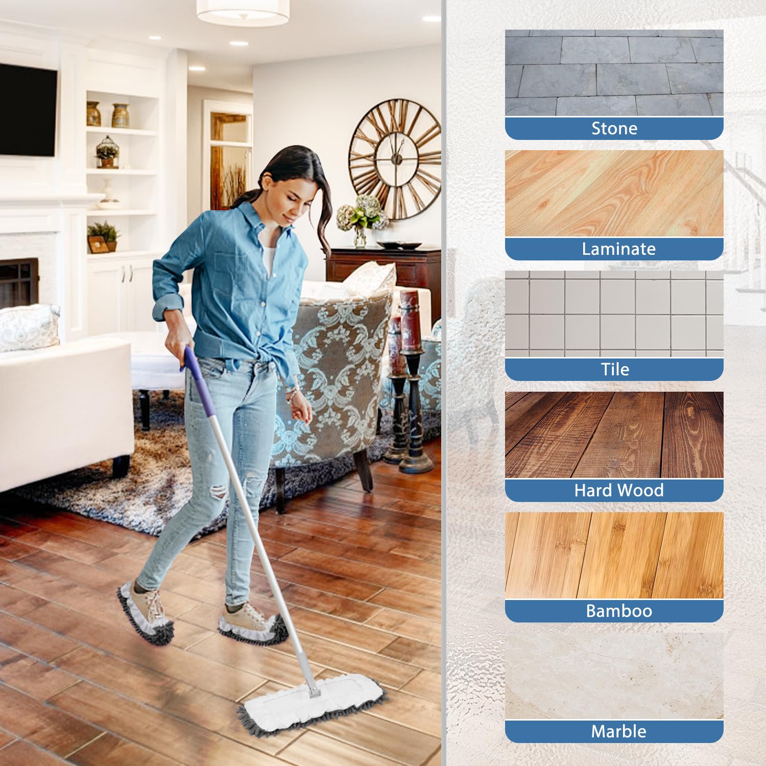 8 Pcs Mop Slippers Socks Floor Cleaning (8 Count)