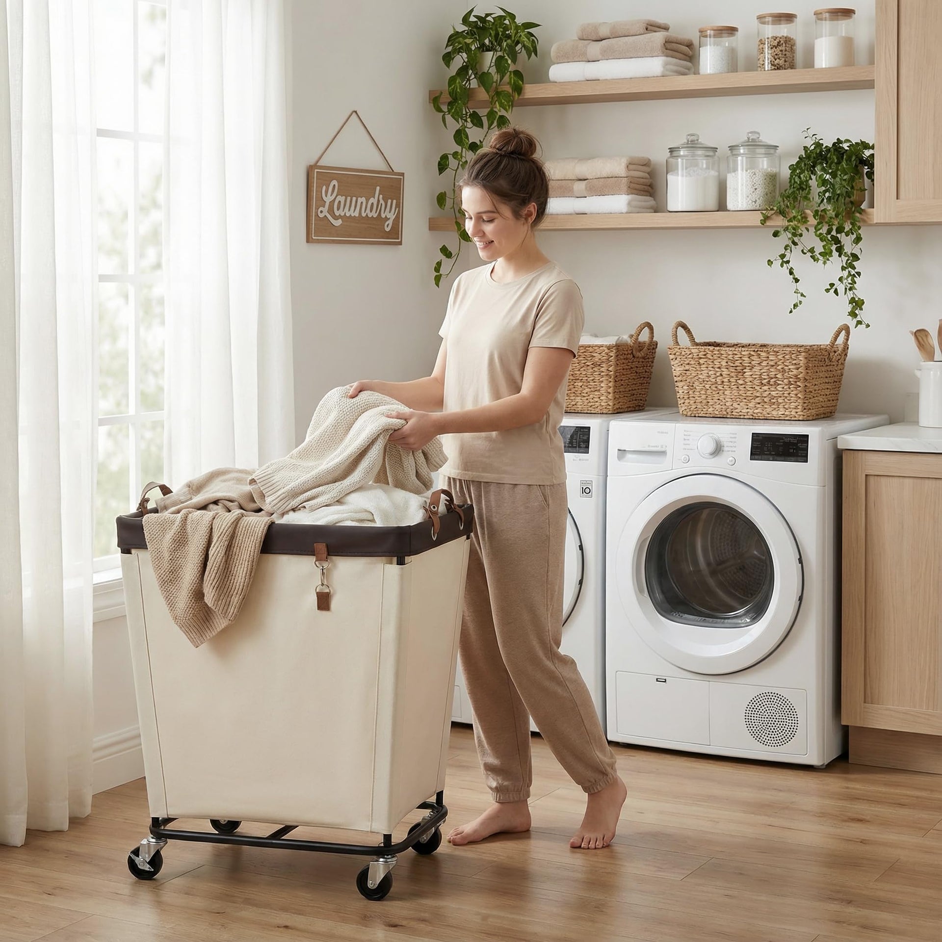 210L Laundry Basket with Wheels