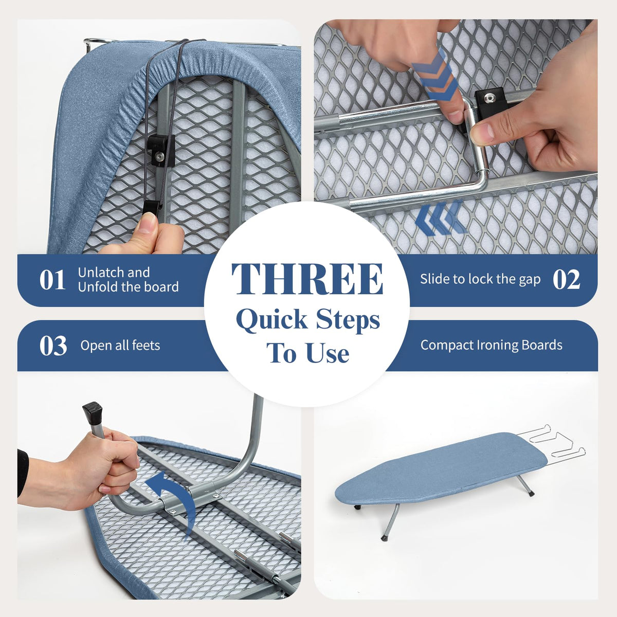 Small Ironing Board Tabletop 31"x12" Blue
