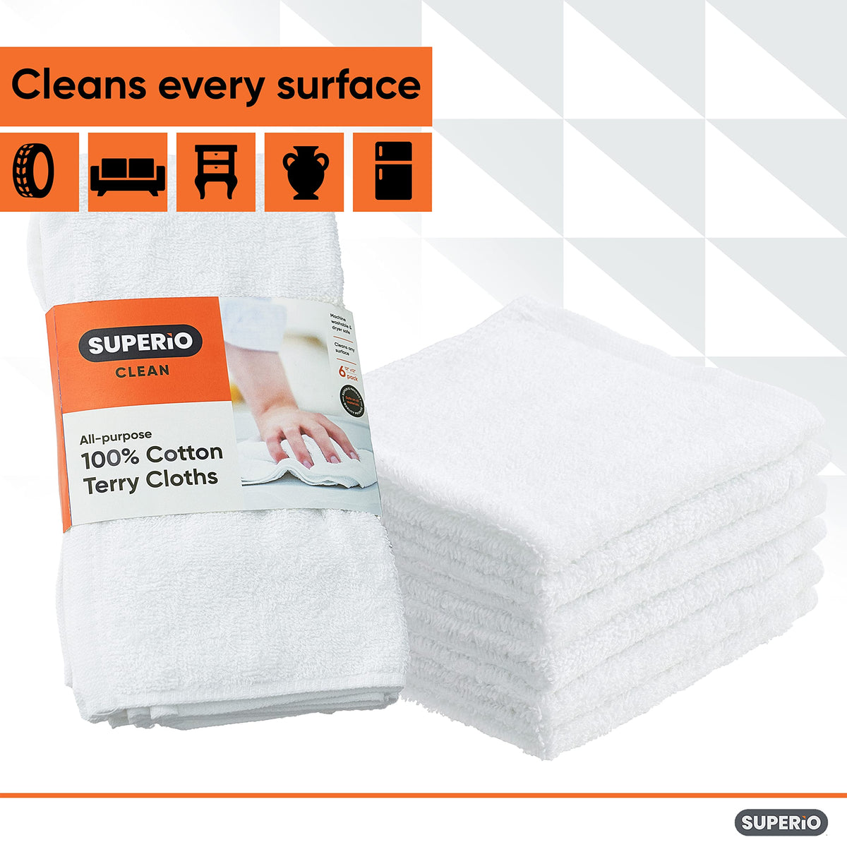 Terry Cloth Rags White Washcloths 100% Cotton 12" Cleaning Cloths (36 Count)