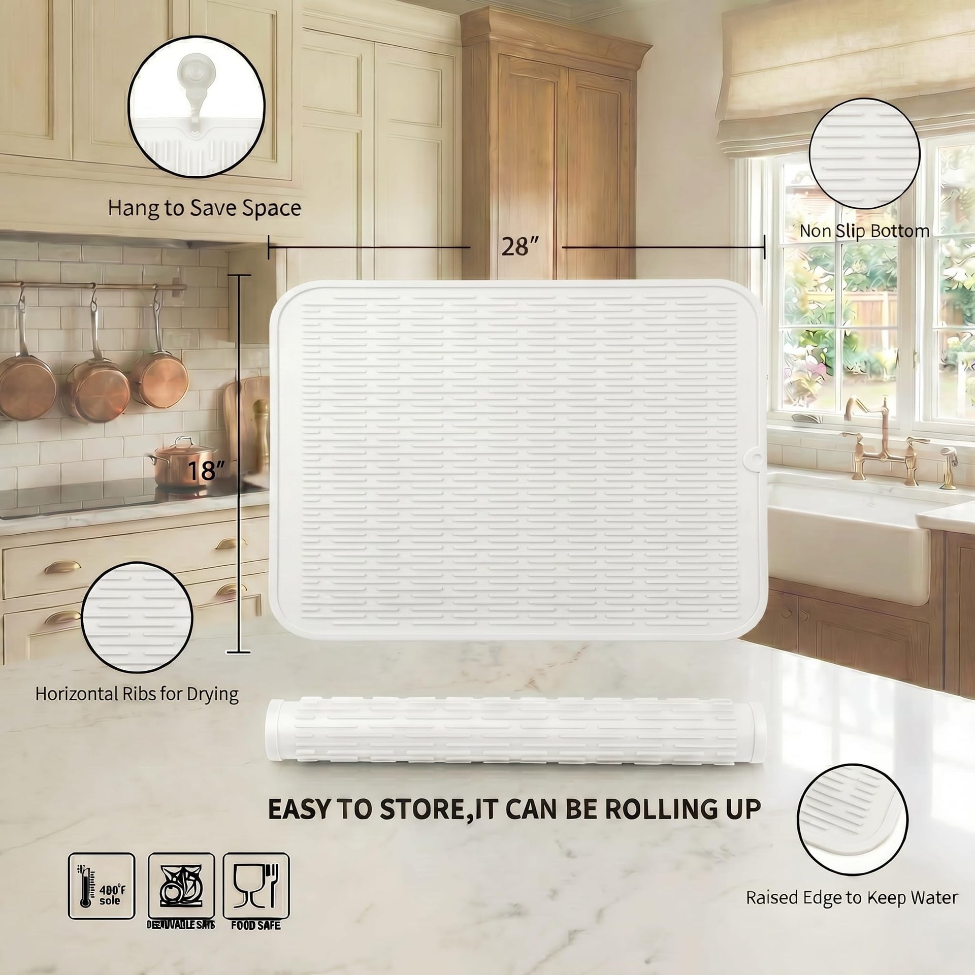 Silicone Dish Drying Mat for Multiple Usage