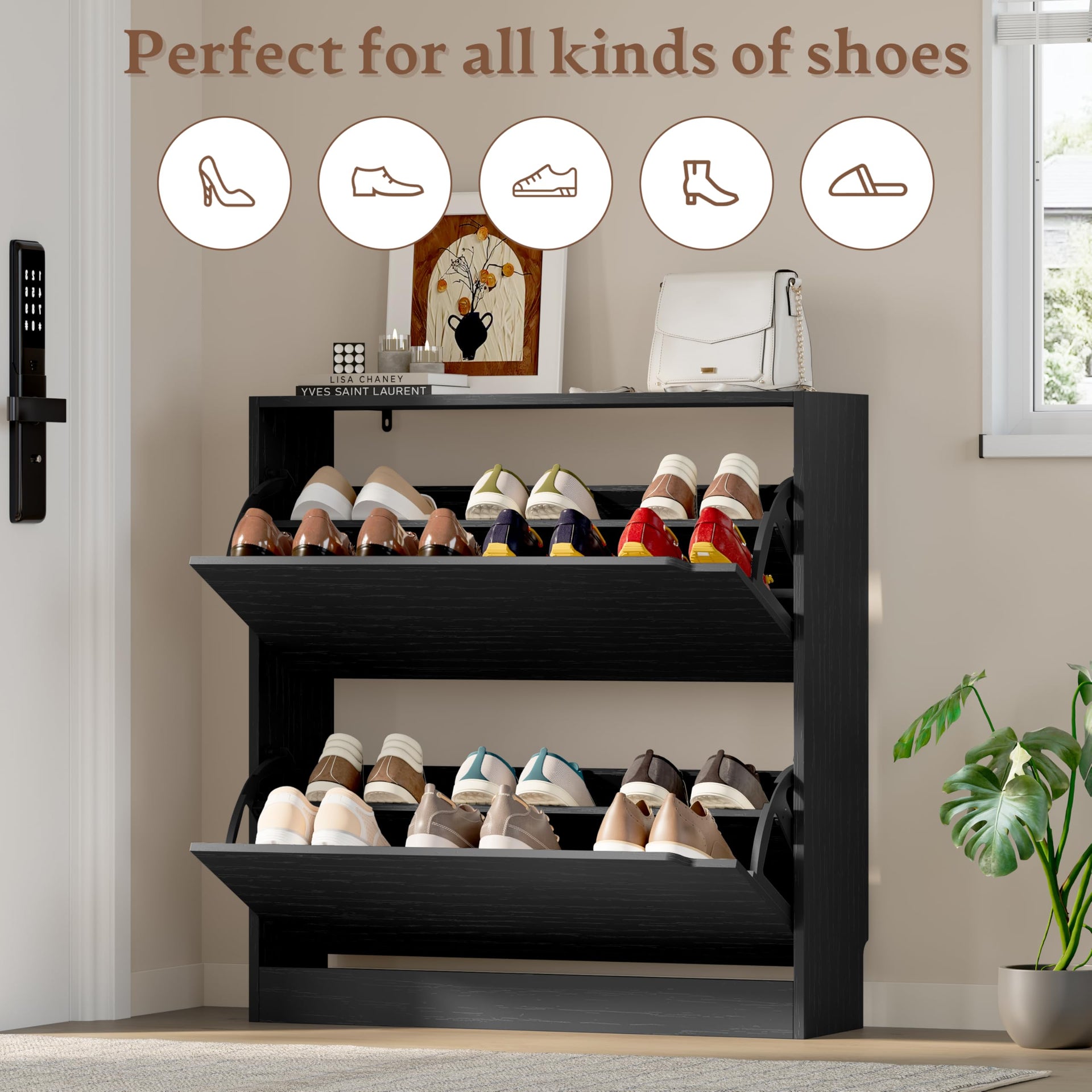 Shoe Cabinet with 2 Flip Drawers