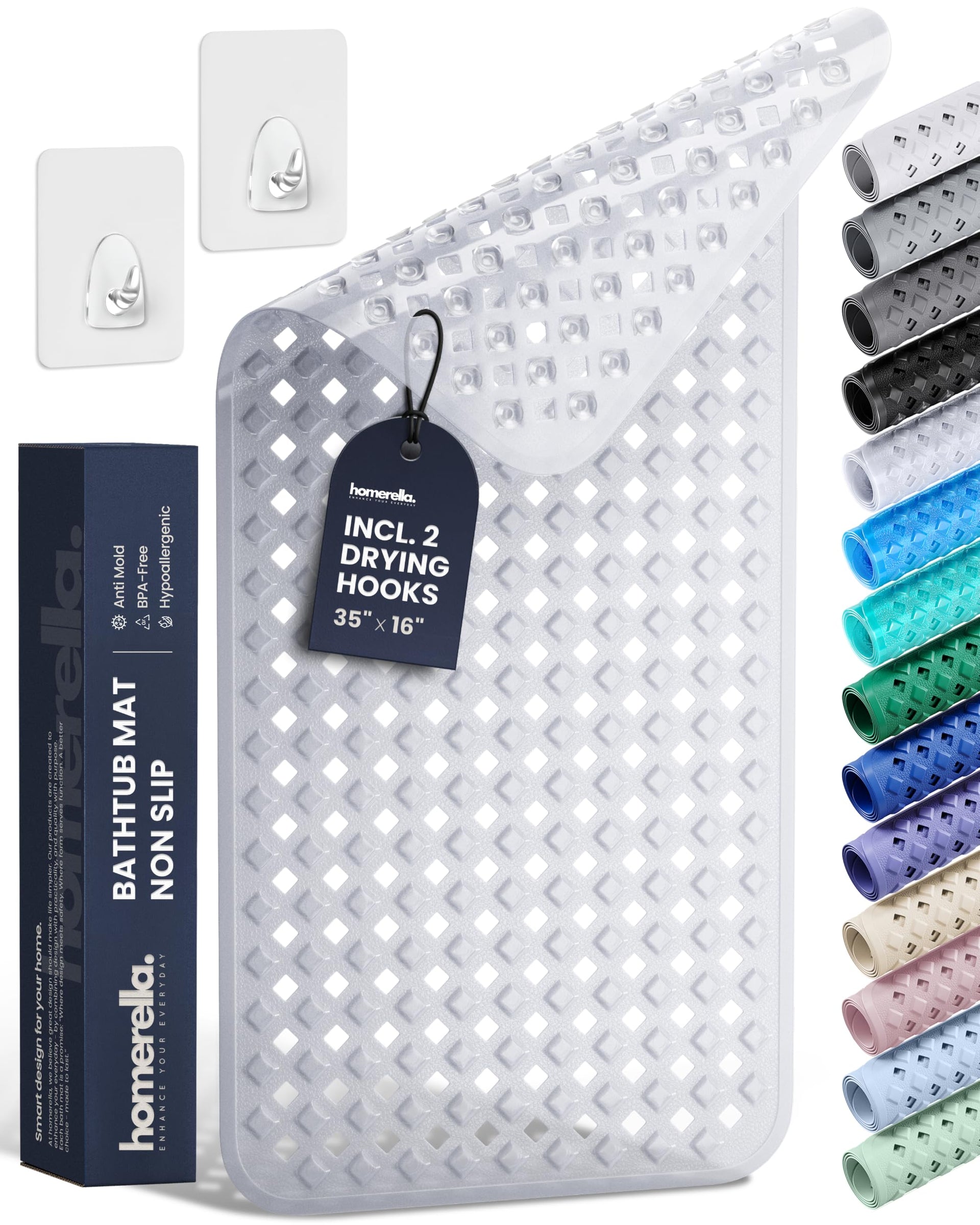 Bathtub Mat Non Slip 35x16 Shower Mat Non Slip Anti Mold BPA Free