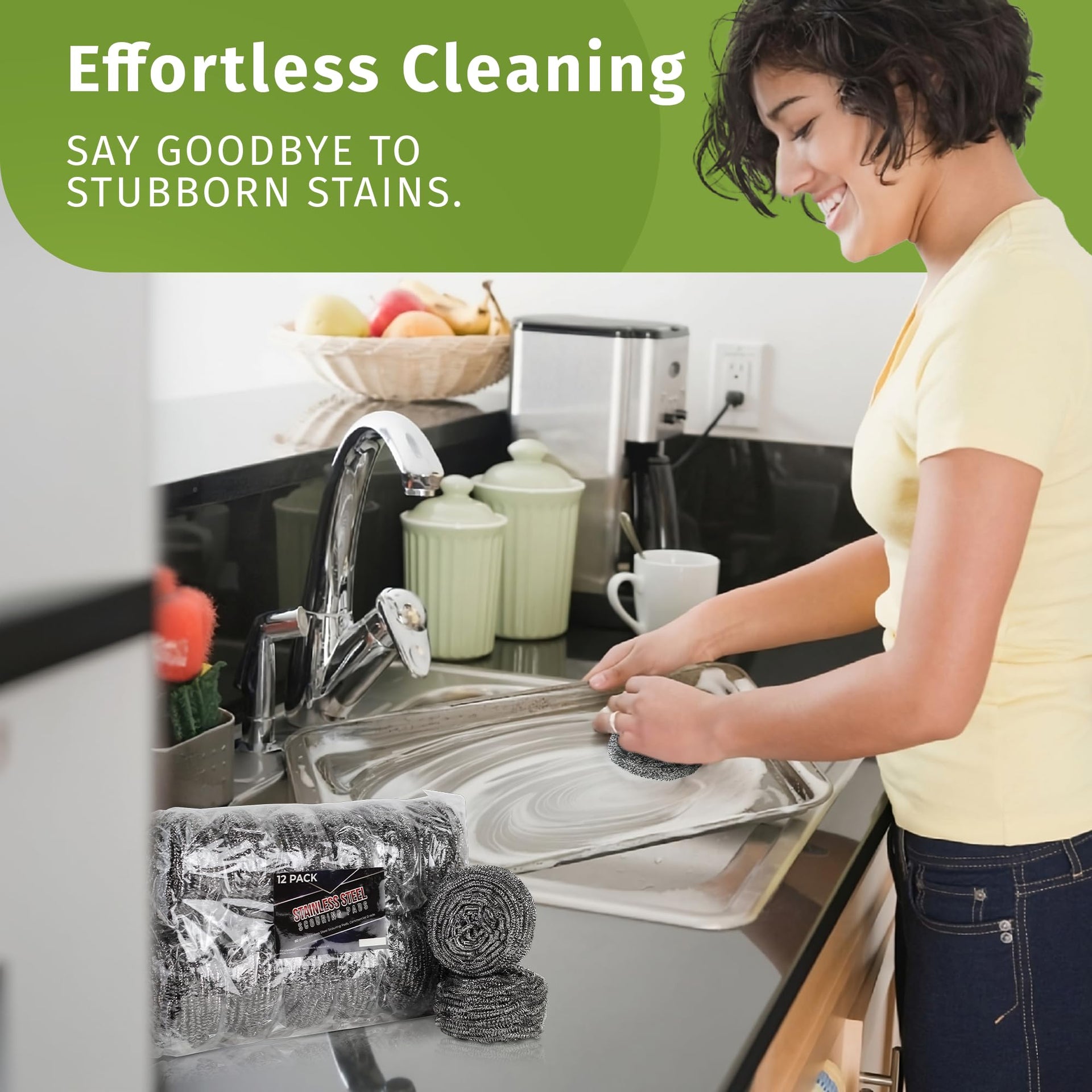 VELORA Stainless Steel Cleaner Scouring Pads [12 Pack] (12 Count) - ModHome Supplies