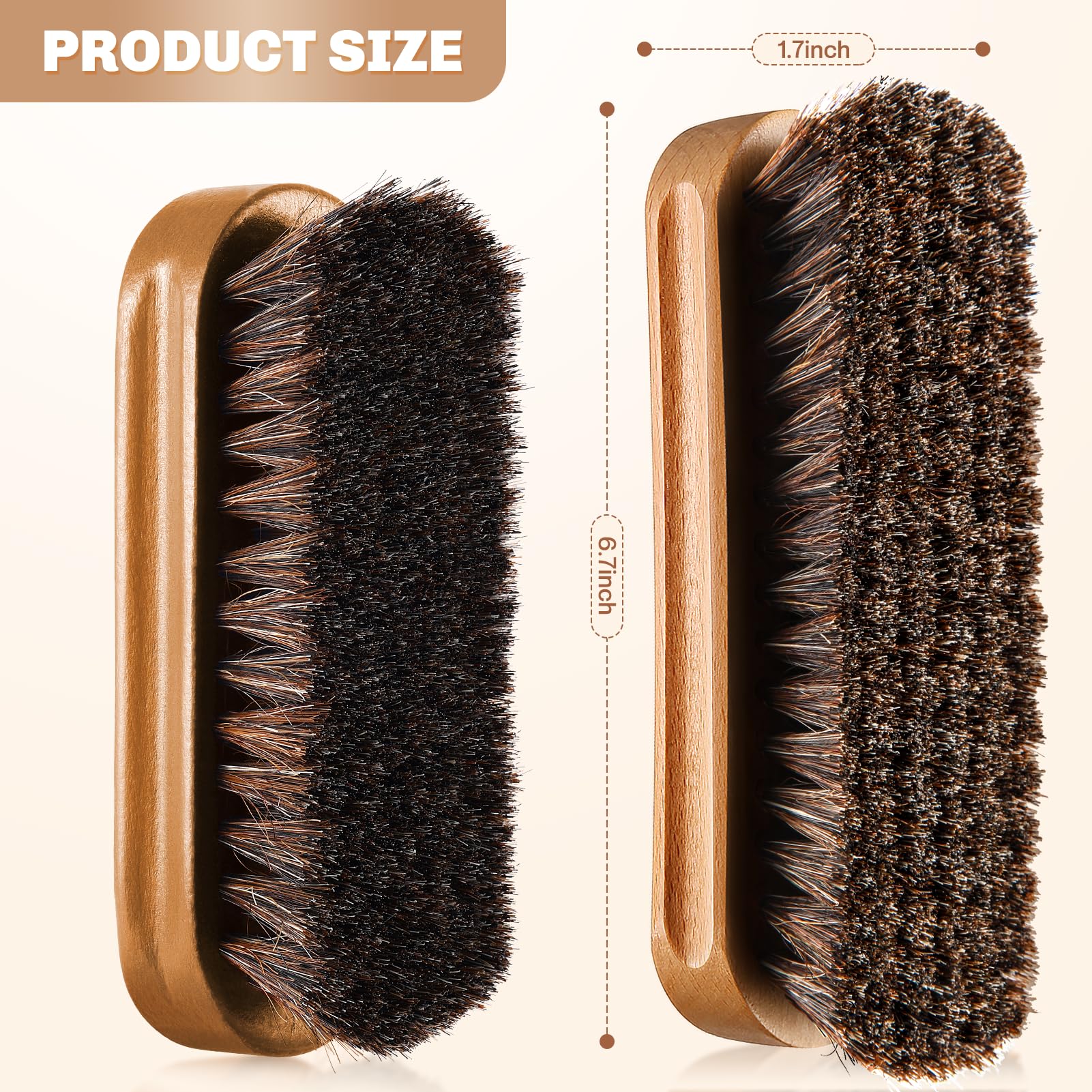 2 Pcs Horsehair Shine Shoes Brush Kit Polish Dauber Applicators Cleaning Leather Shoes Boots Care Brushes Suede Cleaner Brush (5.5 Count)