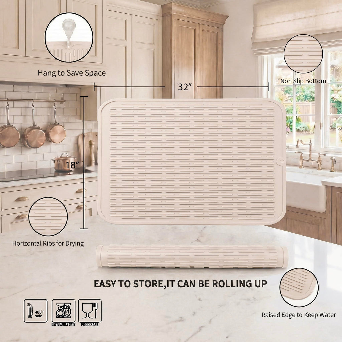 Silicone Dish Drying Mat for Multiple Usage