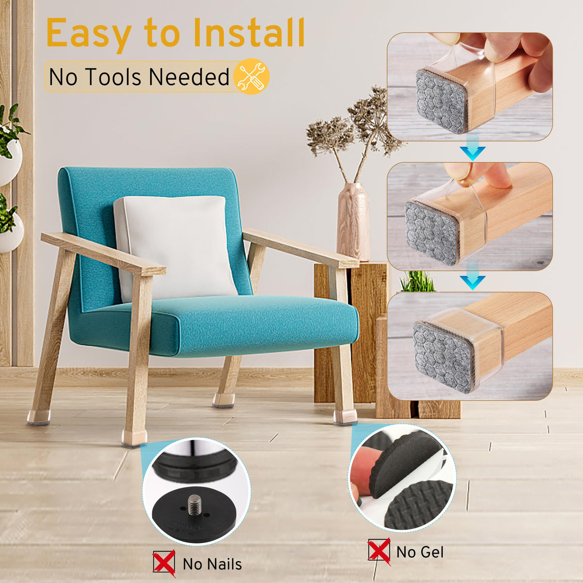 24PCS Rectangular Chair Leg Floor Protectors (24 Count)