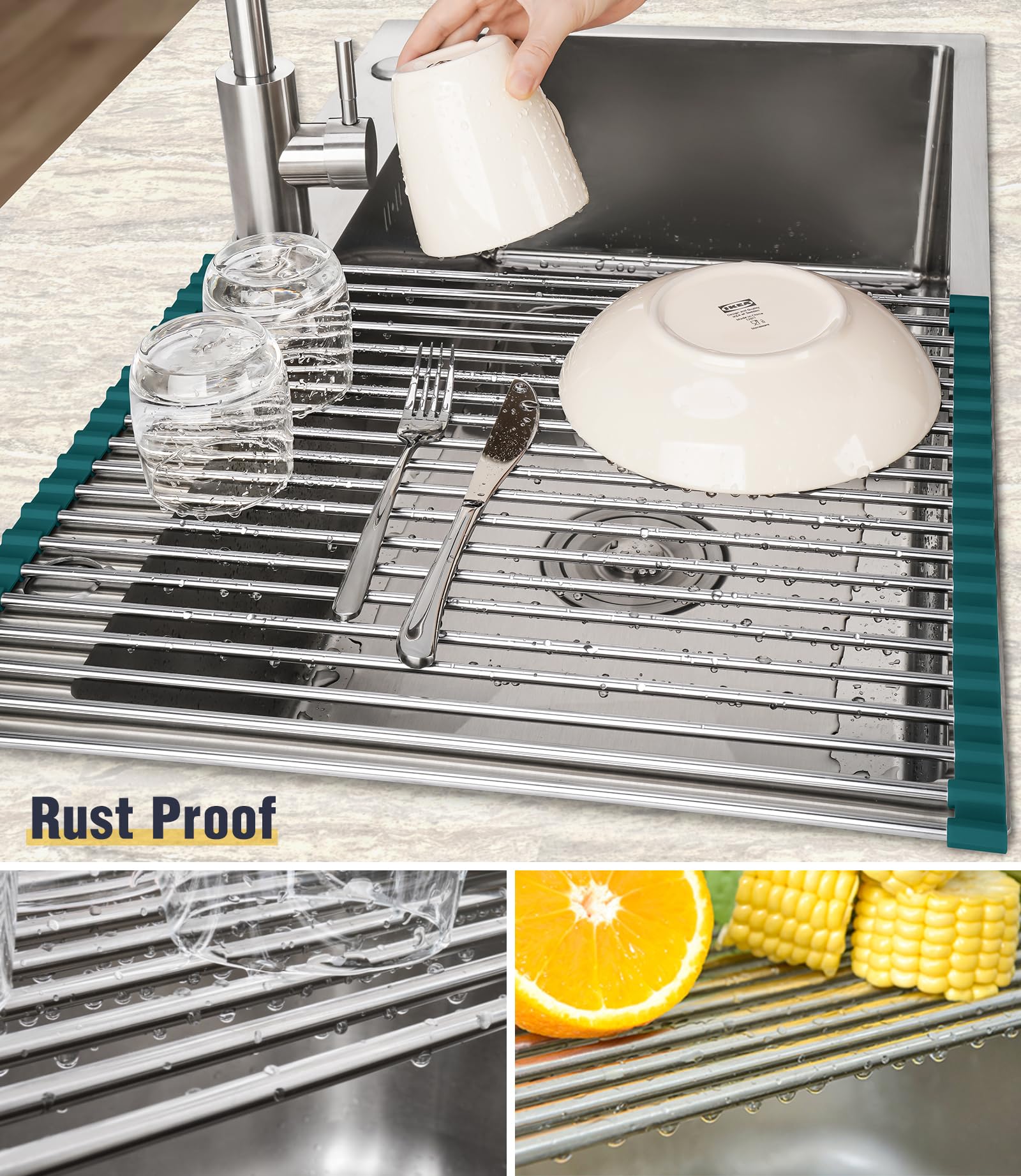 Roll Up Dish Drying Rack Over Sink