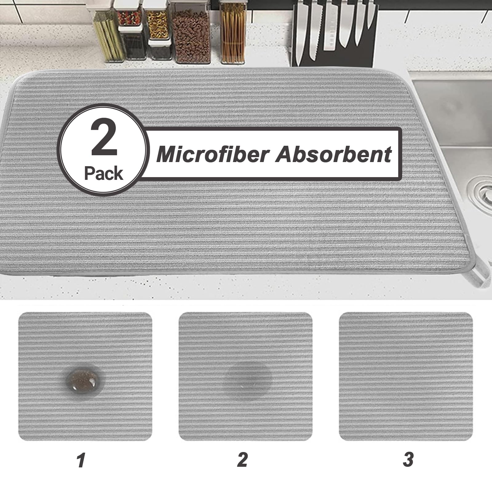 2 Pack Large Dish Drying Mat for Kitchen Counter (2 Count)