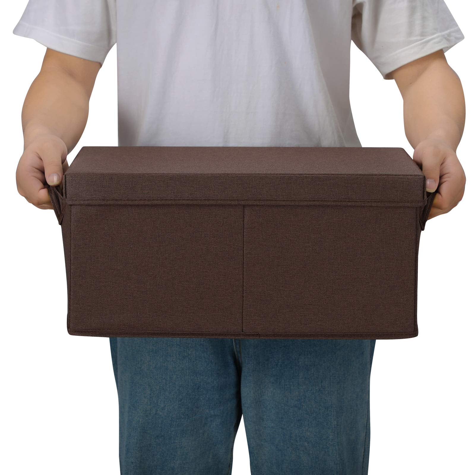 Linen Foldable Storage Bins with Lids (2 Count)