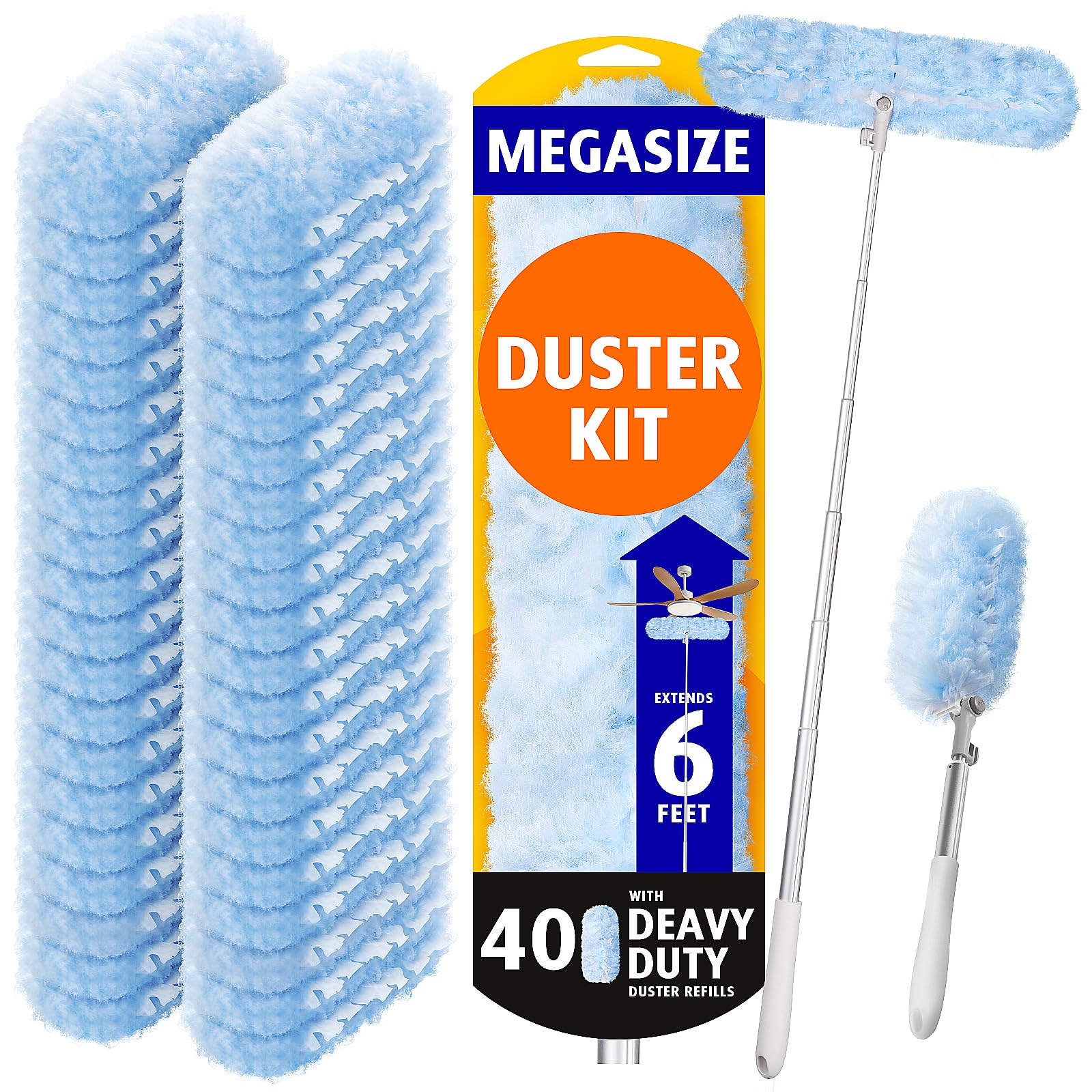 6ft Extendable Duster with 40 Refills for Swiffer Dusters (40 Count)