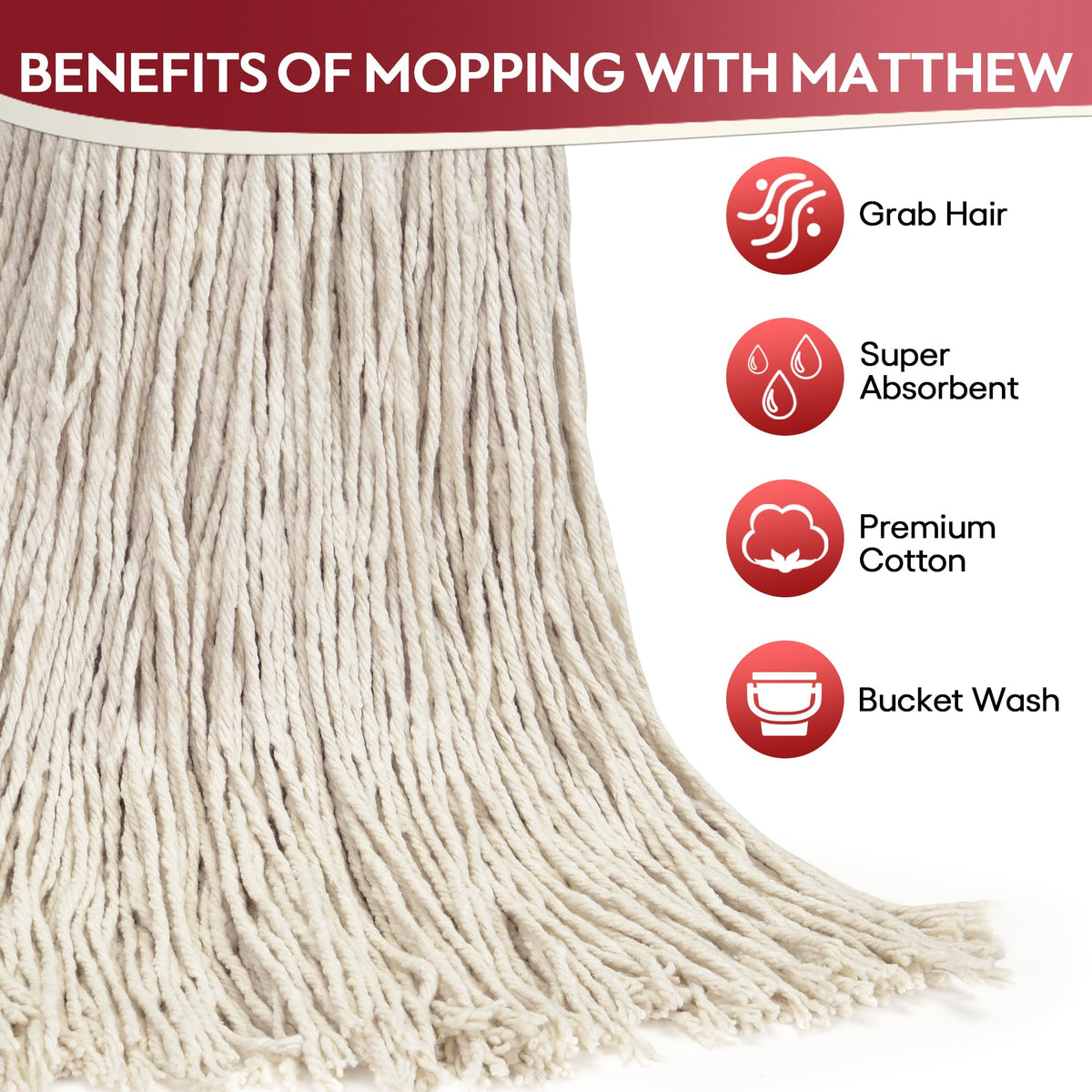 Matthew Cleaning 20oz 6Pack Cotton Floor Mop (6 Count) - ModHome Supplies