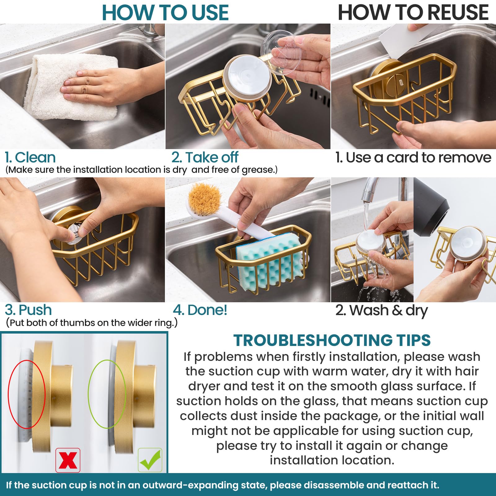 Sponge Holder for Kitchen Sink with Suction Cup
