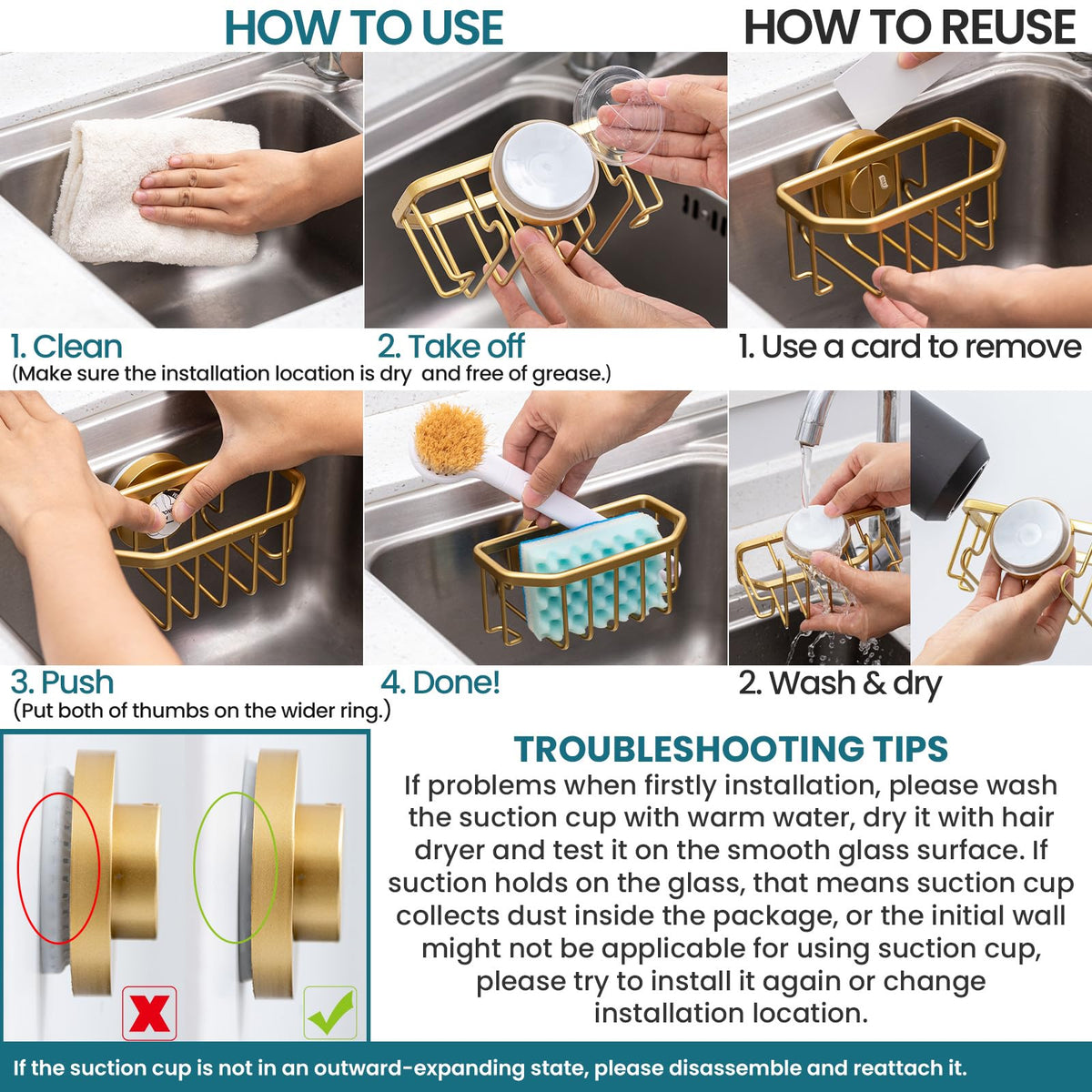 Sponge Holder for Kitchen Sink with Suction Cup
