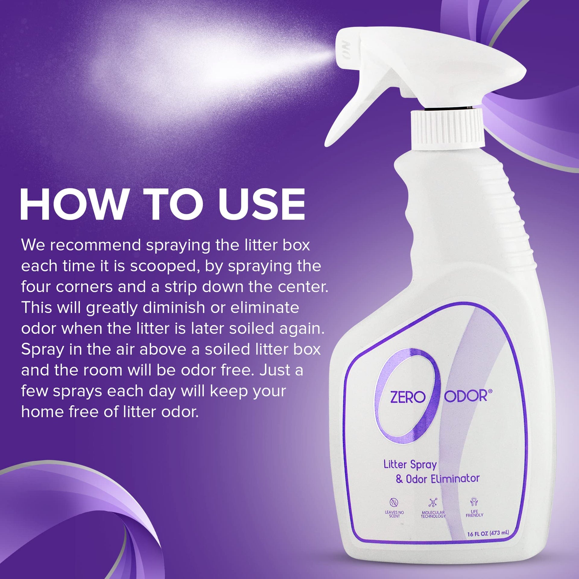 Litter Box Odor Eliminator Spray (16 Fl Oz)