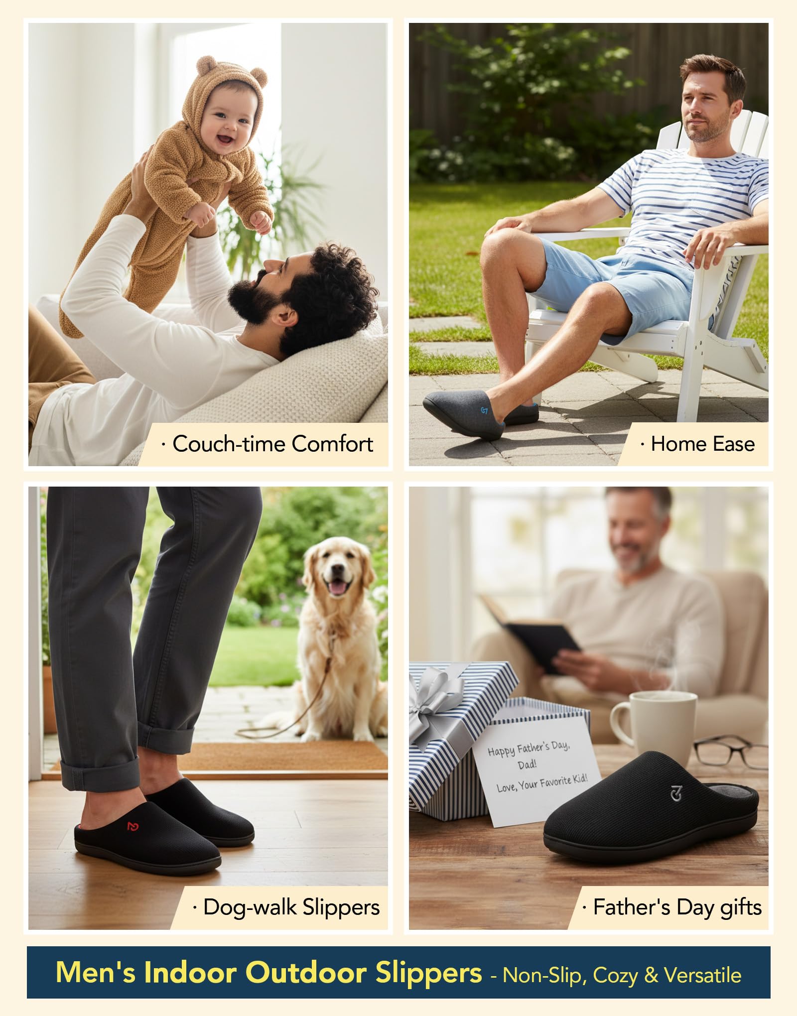 Men's Two Tone Cozy House Slippers Grey
