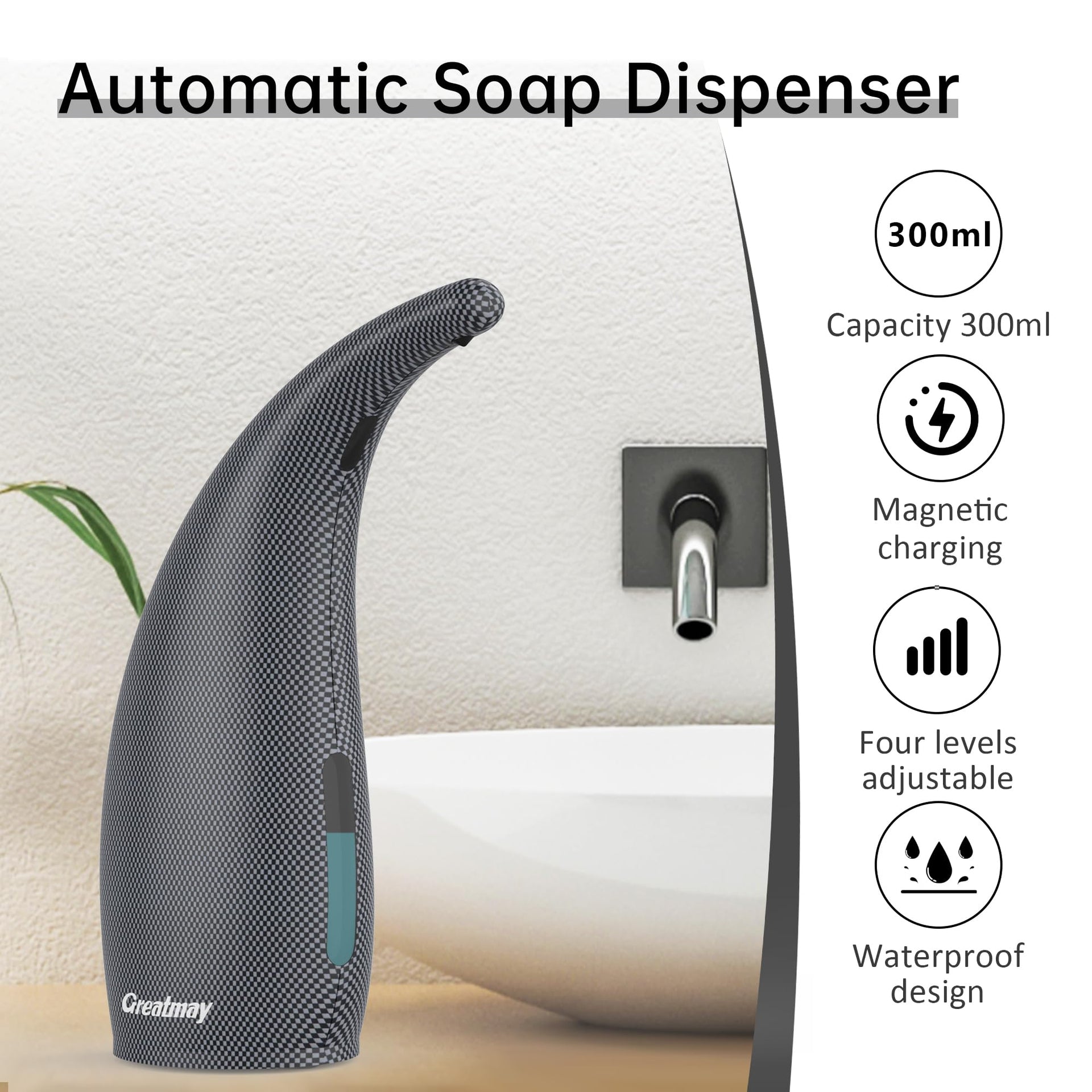Automatic Soap Dispenser Touchless Rechargeable 10 oz