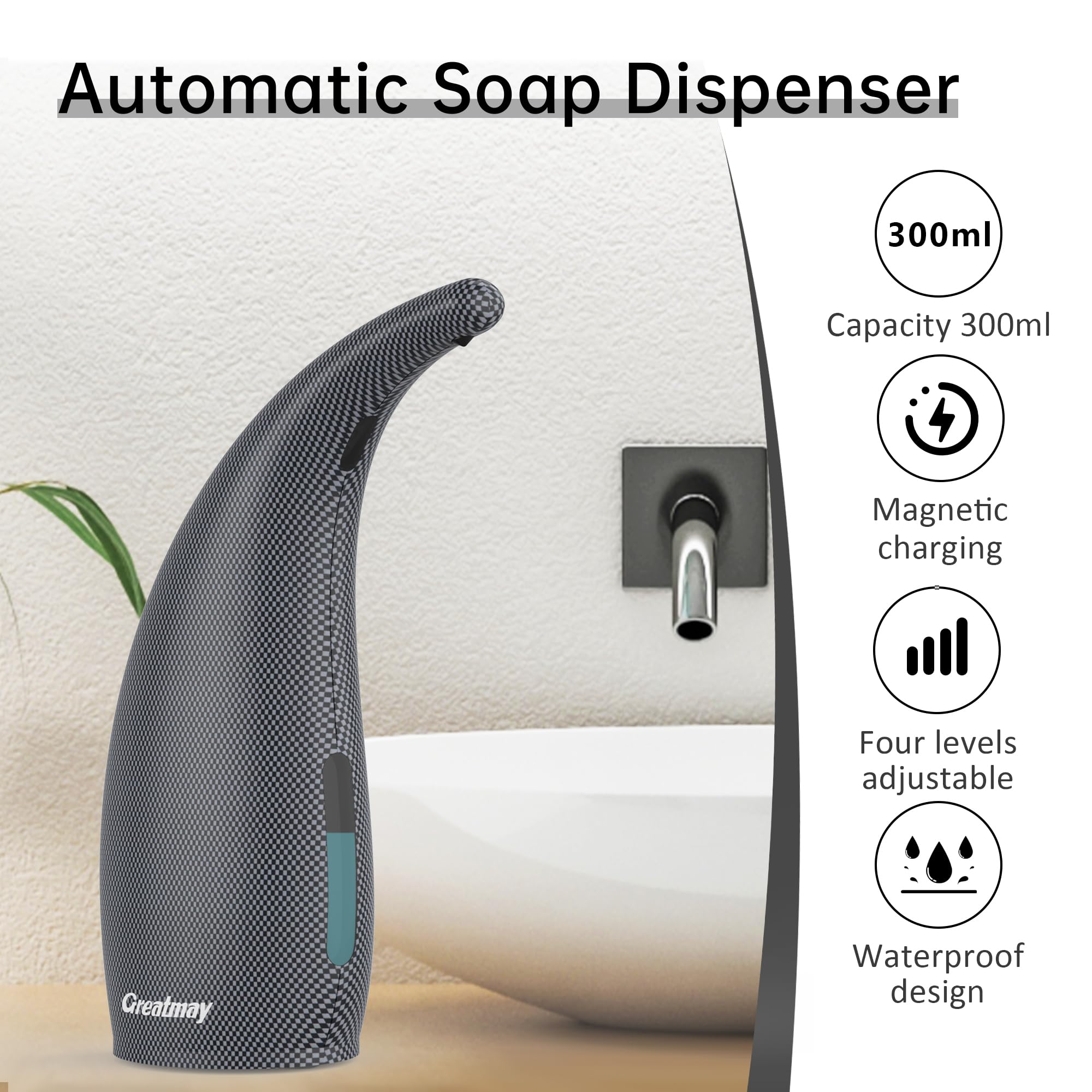 Automatic Soap Dispenser Touchless Rechargeable 10 oz