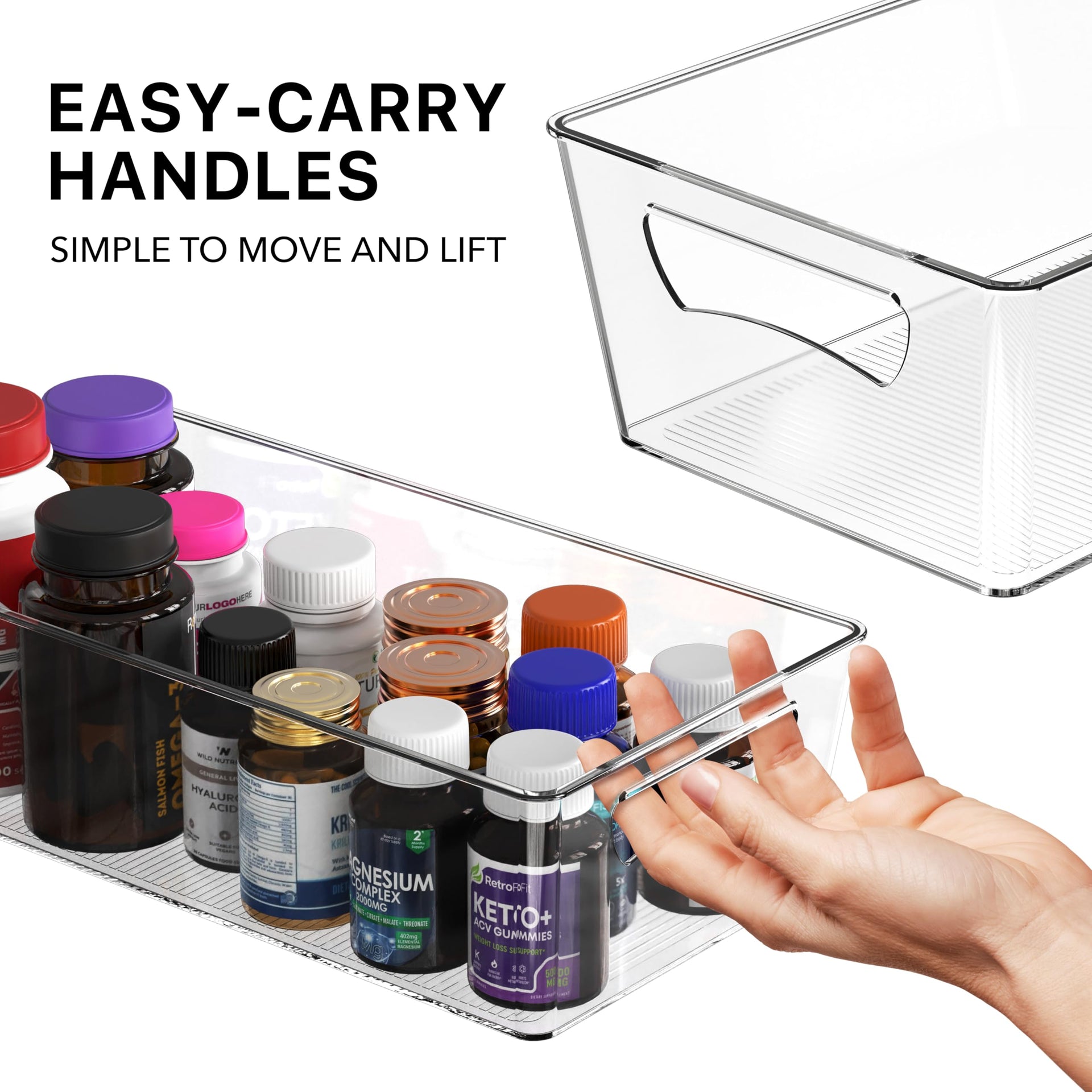 4 Pcs Pantry Clear Bin Storage Organizer (4 Count)