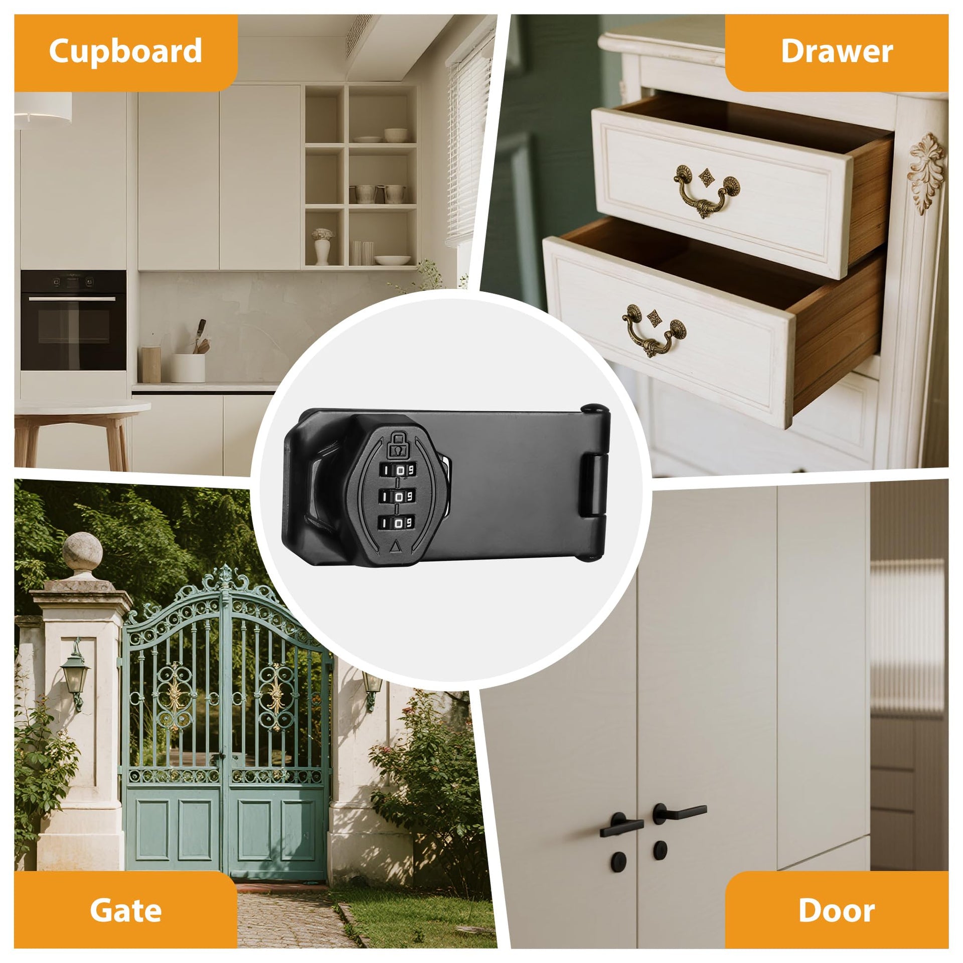 4 inch 180 Degree Hasp Latch with Combination Lock