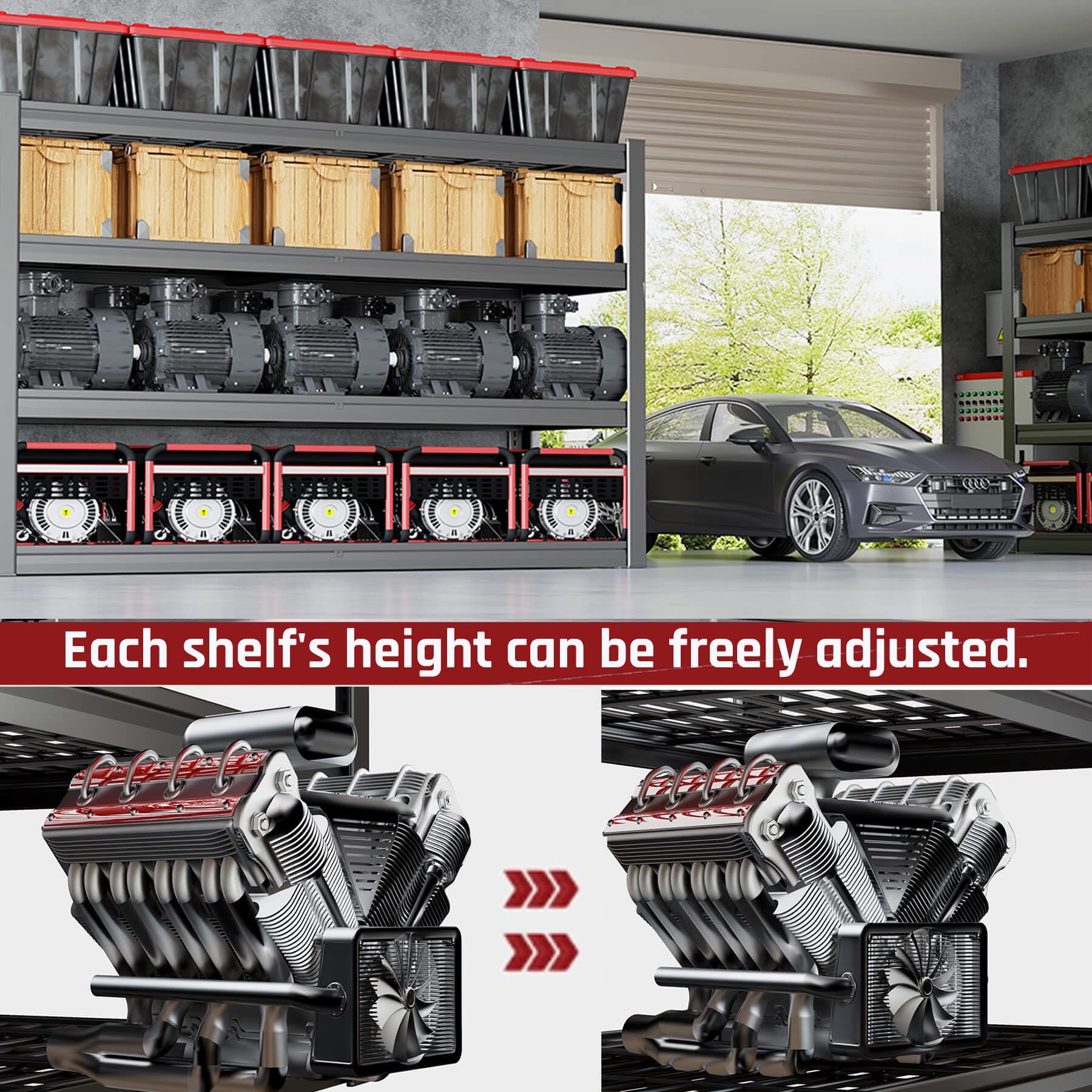 62" W Garage Shelving Heavy Duty (2 Count)