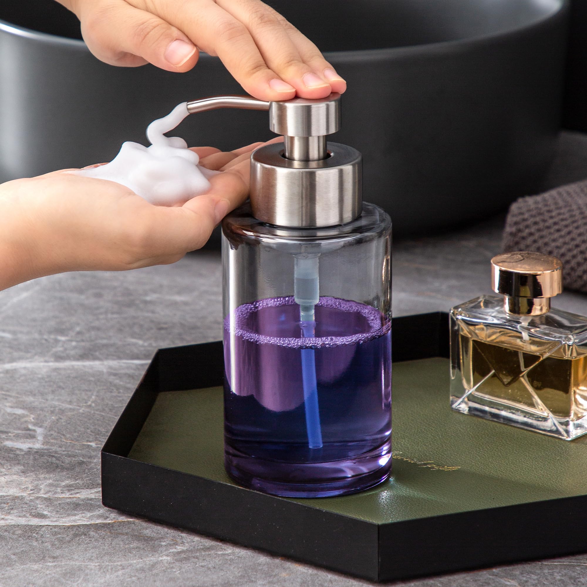 Silver Glass Soap Dispenser