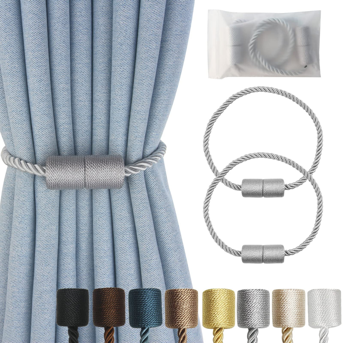 Magnetic Curtain Tiebacks Decorative Holdbacks Rope Tie Back Drapes Hangtty
