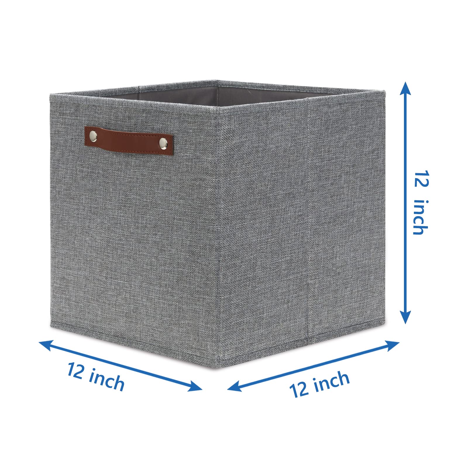 12x12 Storage Cube Bins 4 Pack Fabric Storage Cubes Storage Bins with Leather Handles