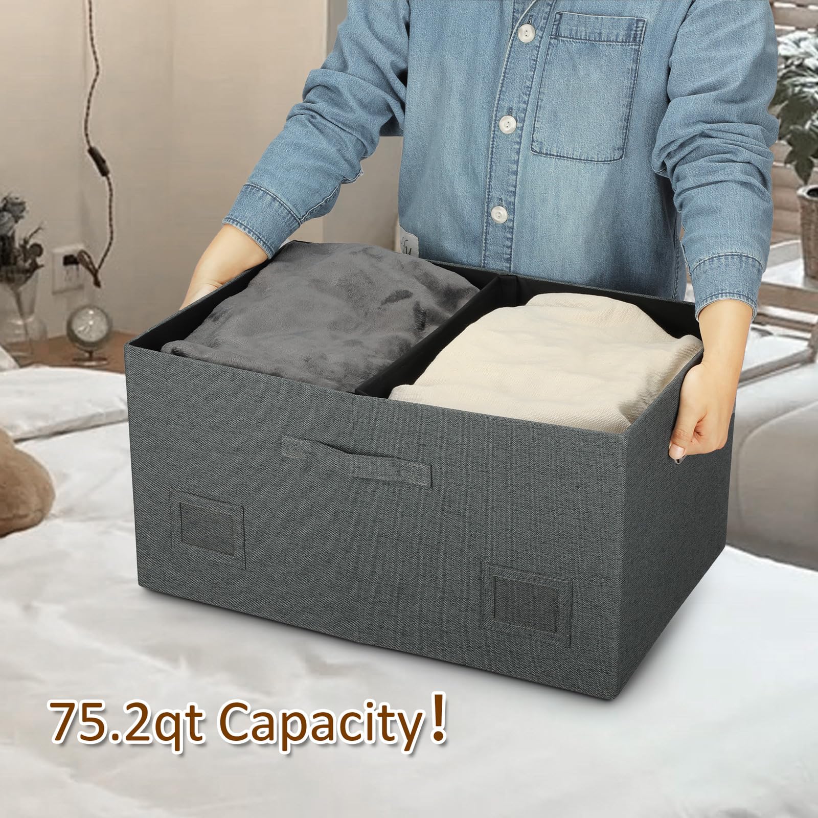 75 Quarts Extra Large Decorative Storage Bins with Lids (3 Count)