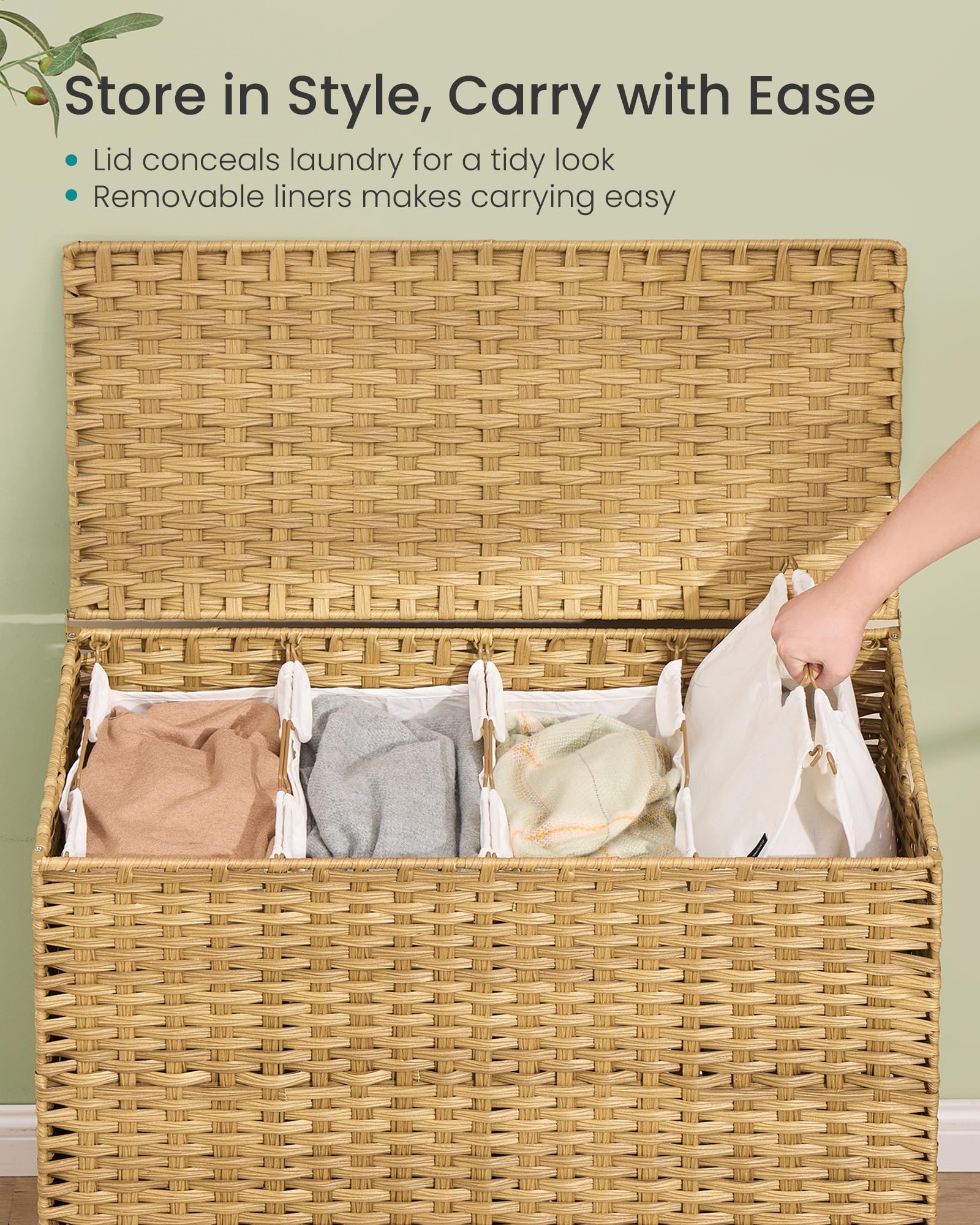 4 Section Laundry Hamper with Lid