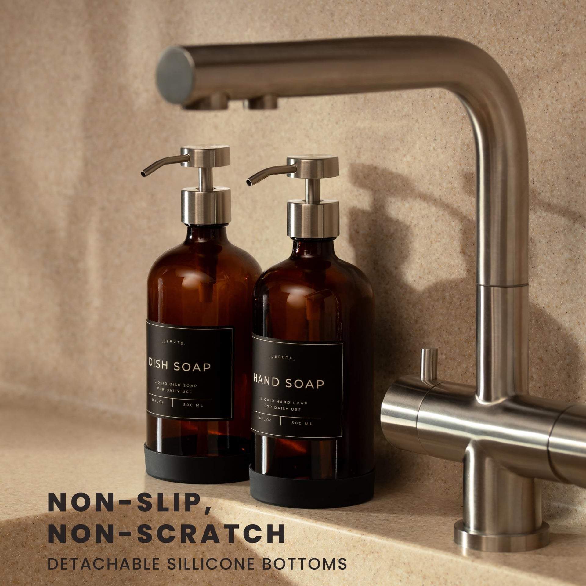 Hand and Dish Soap Dispenser for Kitchen and Bathroom (2 Count)