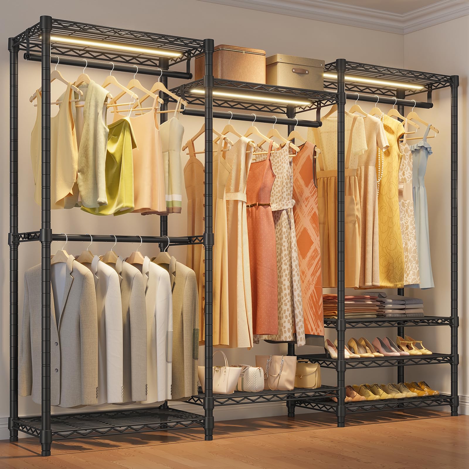 V5L Garment Rack Heavy Duty with Dimmable LED Light