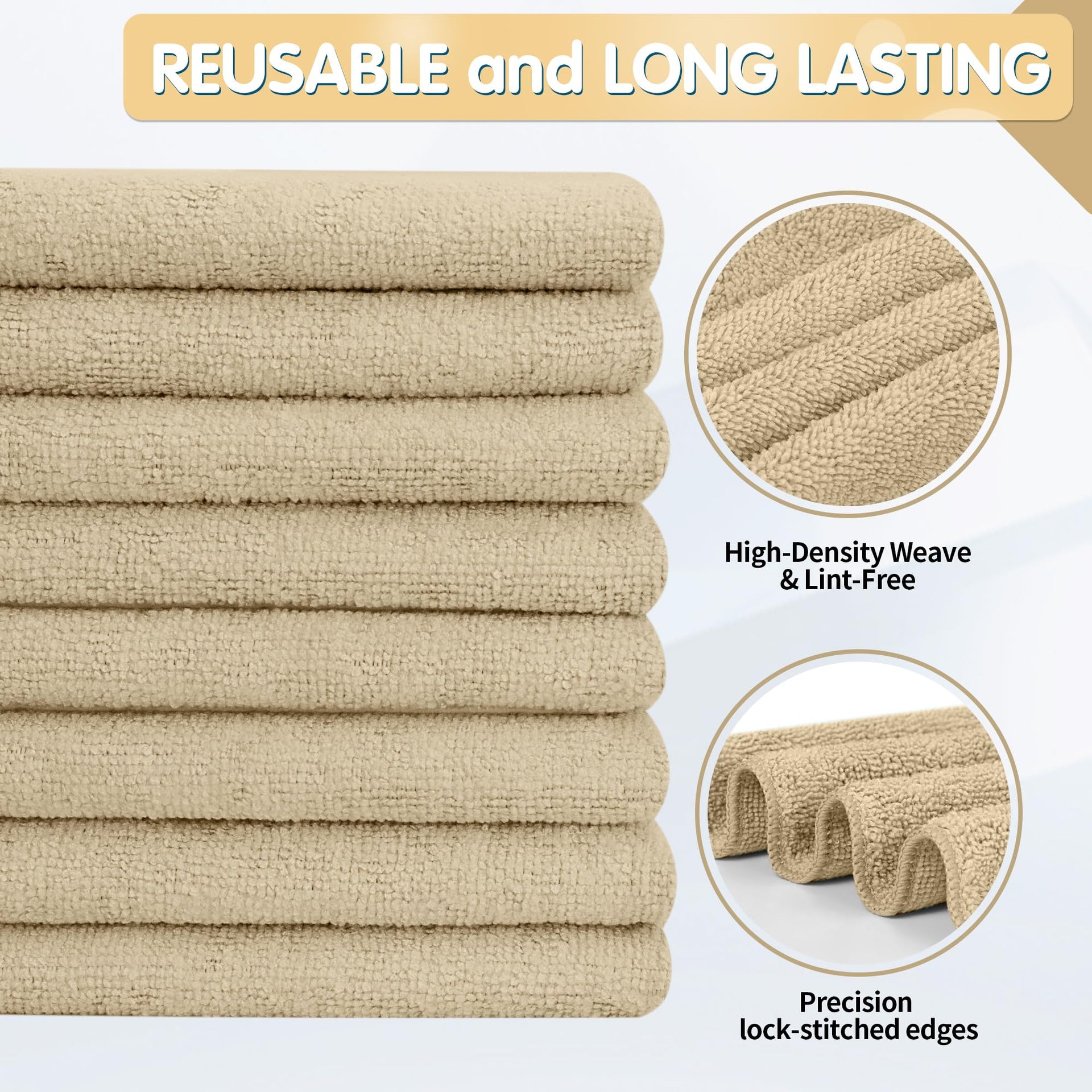 Beige Microfiber Cleaning Cloth (8 Count)