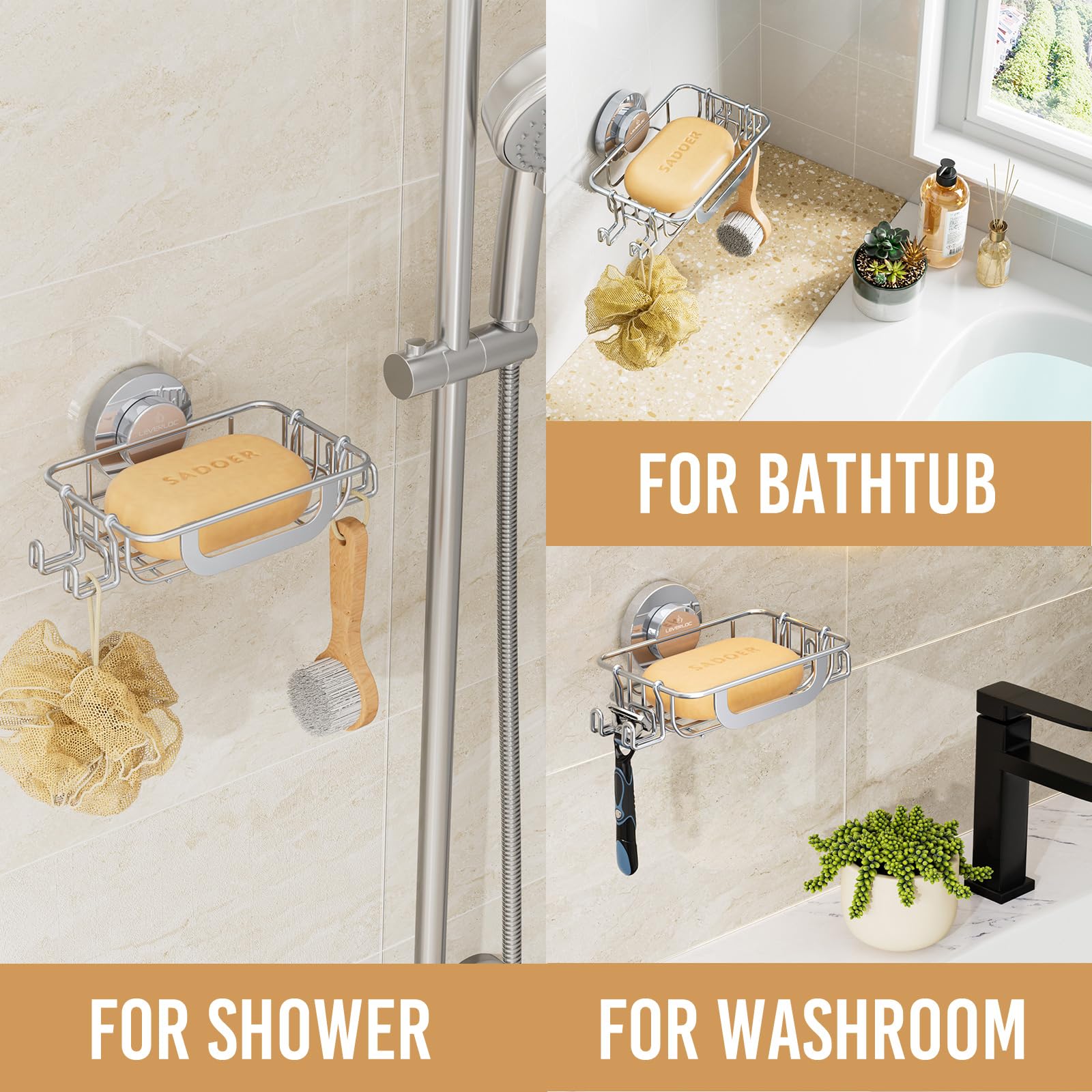 Bar Soap Holder with Hooks