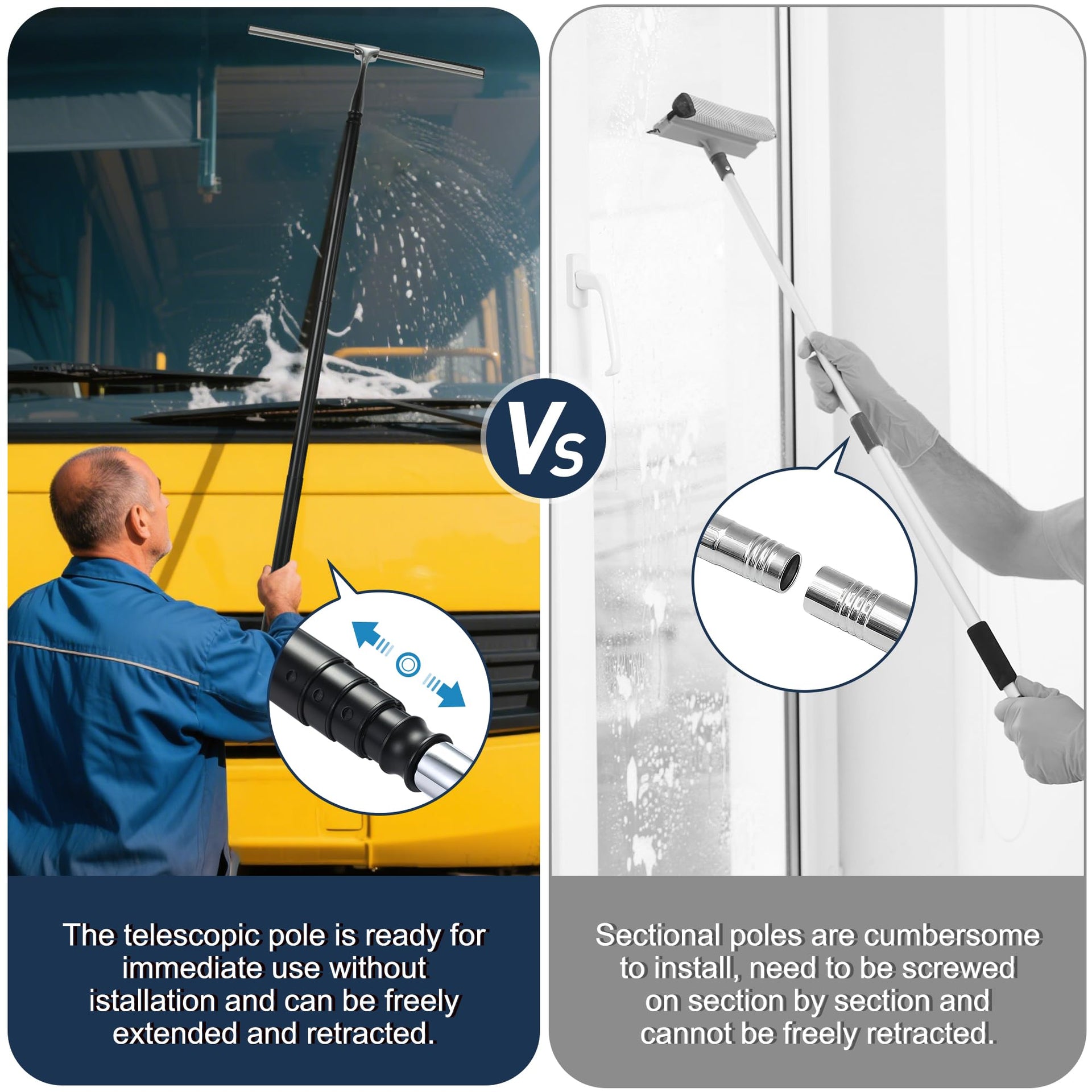 12 51’’ Telescopic Window Squeegee for High Windows