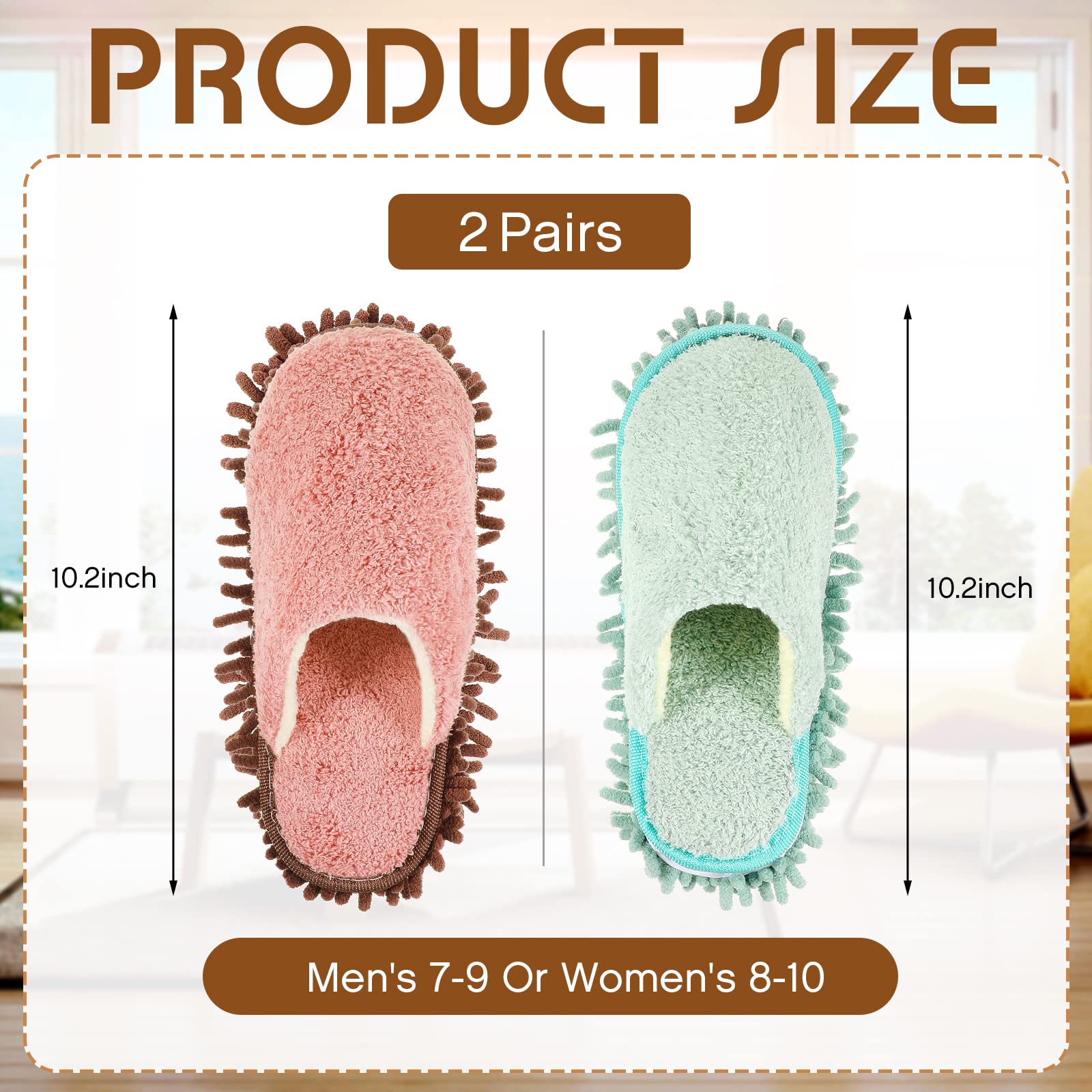 2 Pair Microfiber Slippers Floor Cleaning Mop