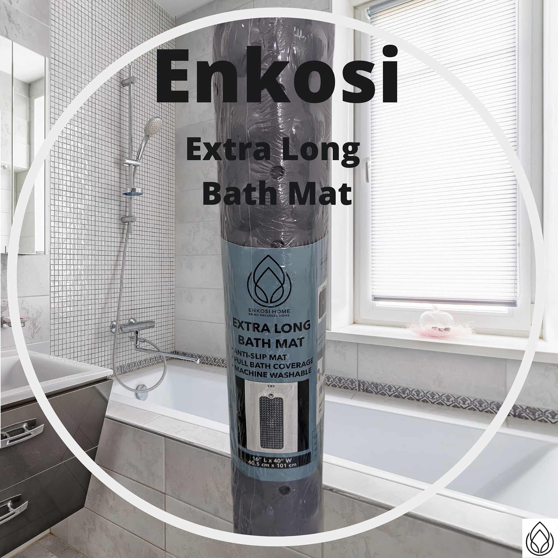 Non Slip Bath & Shower Mat 40x16 Extra Long