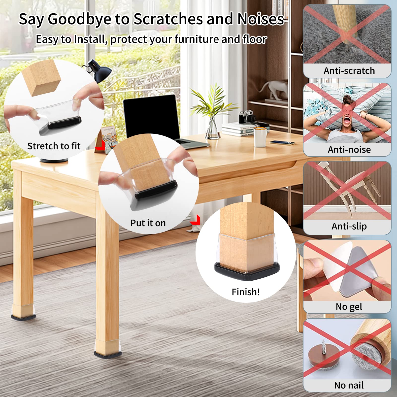 24 Pcs Chair Sliders for Carpet (24 Count)