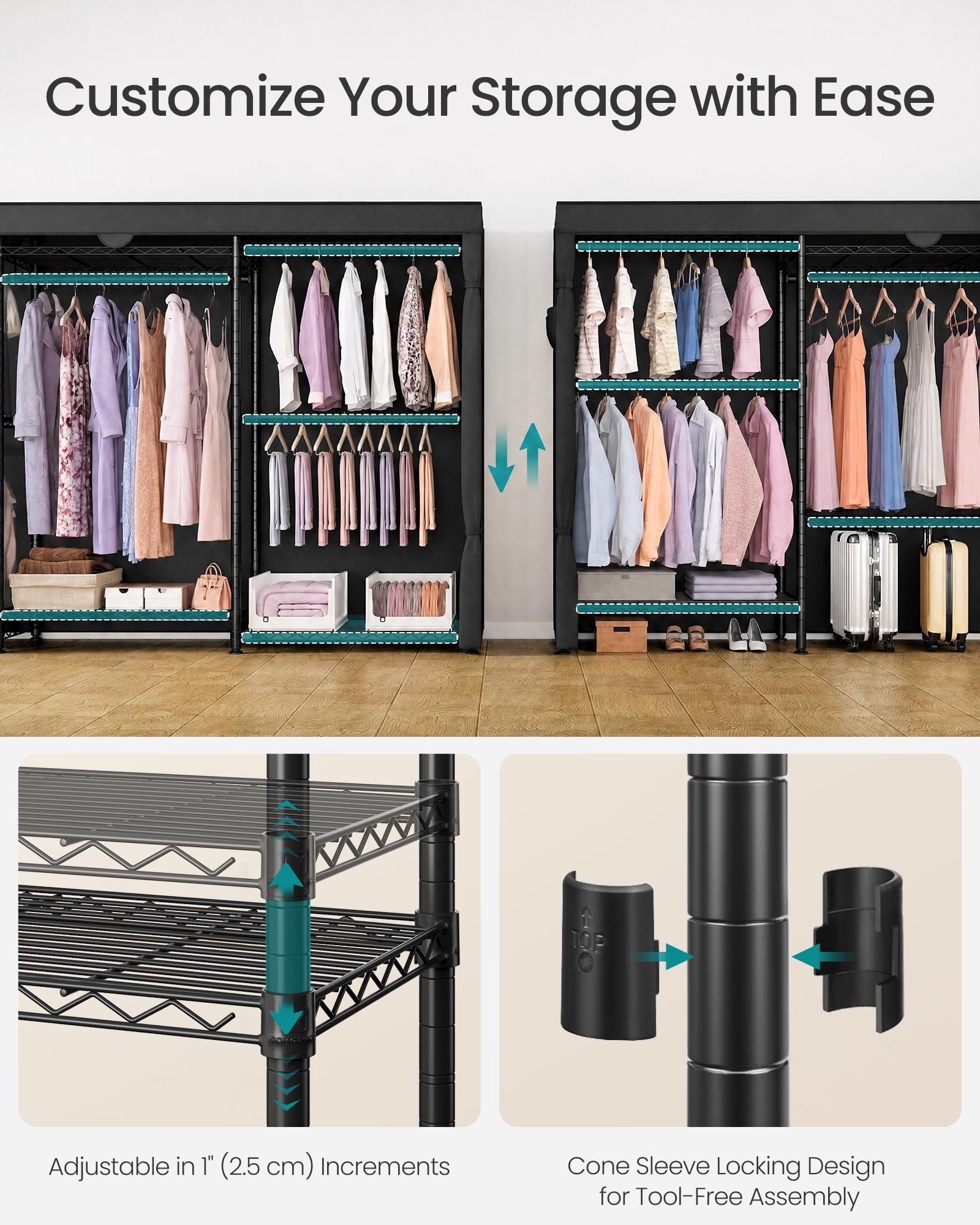 Heavy Duty Rolling Clothes Rack