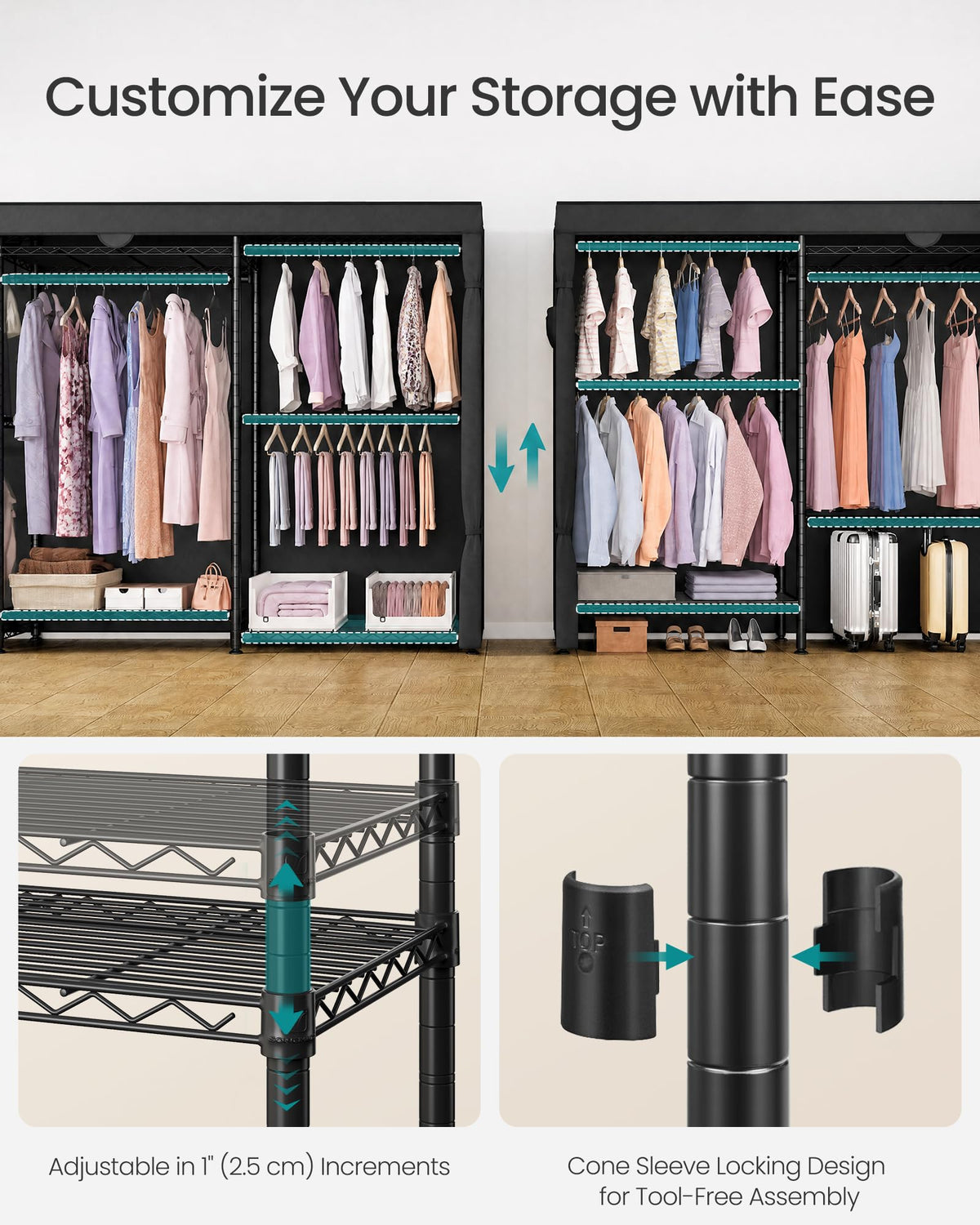 Heavy Duty Rolling Clothes Rack