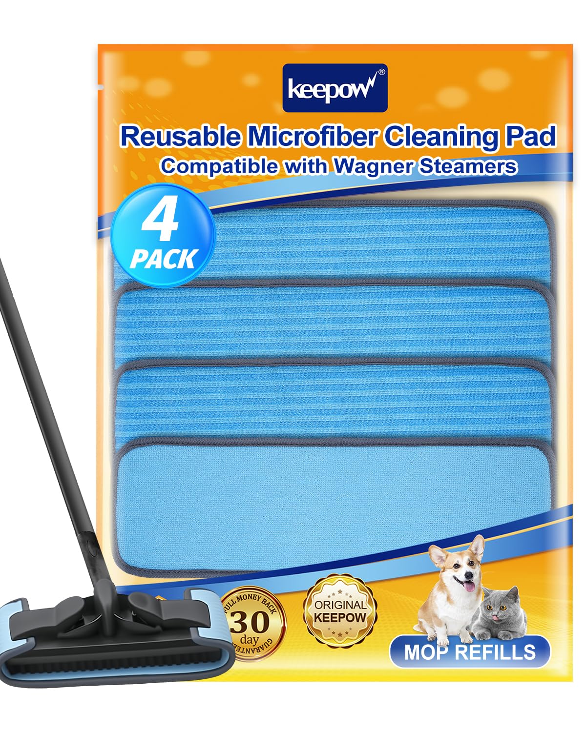 4 Pack Reusable Microfiber Mop Pads Fit for Wagner 905e (4 Count)