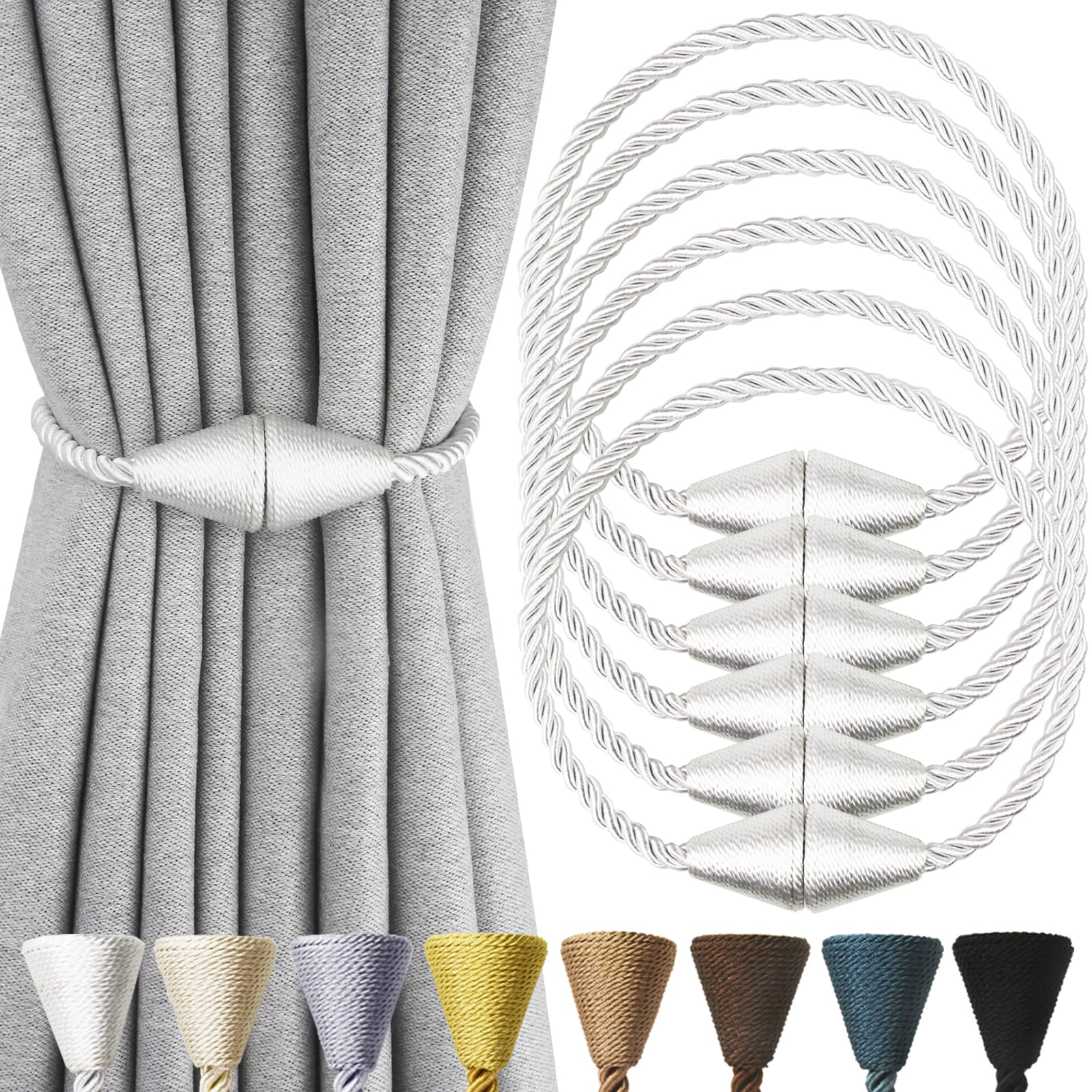 Magnetic Curtain Tiebacks Rope Decorative Holdbacks for Drapes Nieffeiy