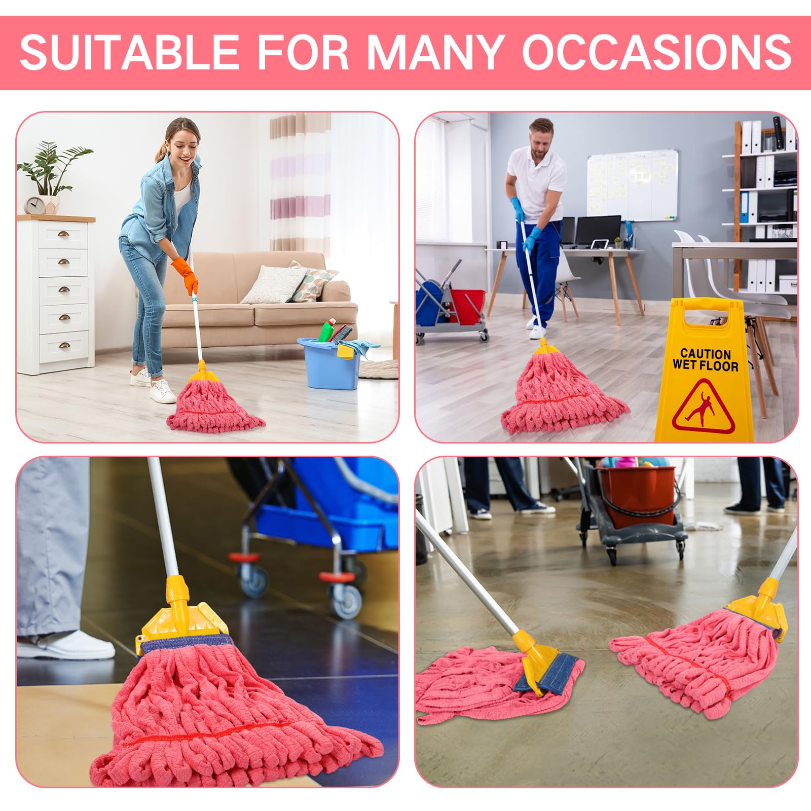 10 Pcs Commercial Mop Head Replacement Tube Microfiber Mop Heads for Floor Cleaning Industrial Mop Heads Looped End Wet Mop Head Refill for Home Commercial Industrial Use
